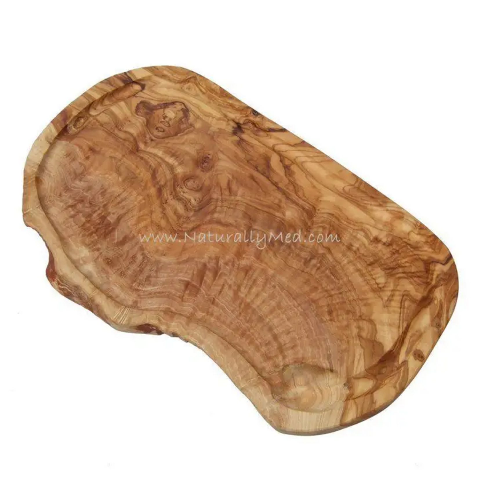 Naturally Med Olive Wood Carving Board with Groove No Handle 17.5''