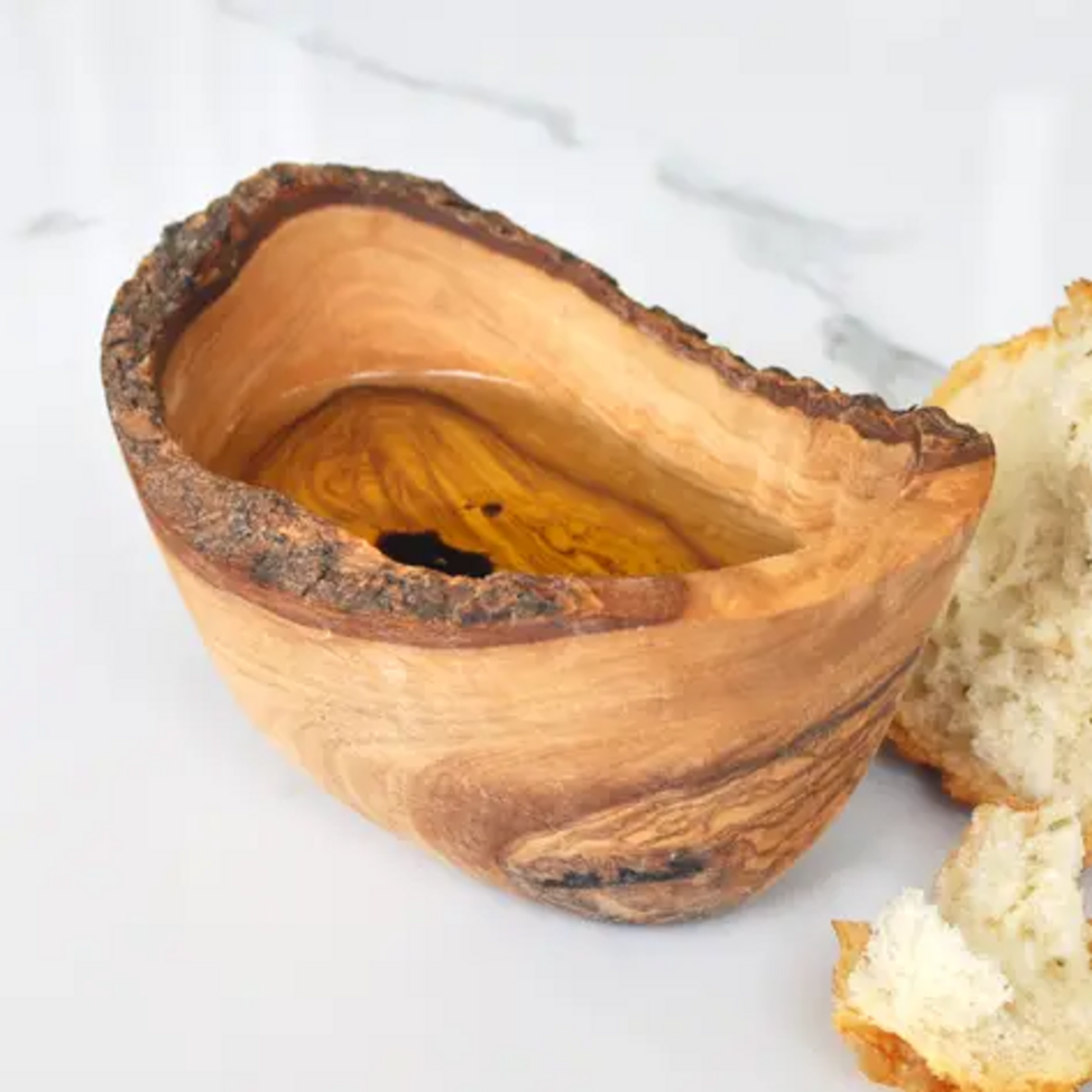 Naturally Med Olive Wood Dipping Bowl - Rustic - 4.5” x 2.5”