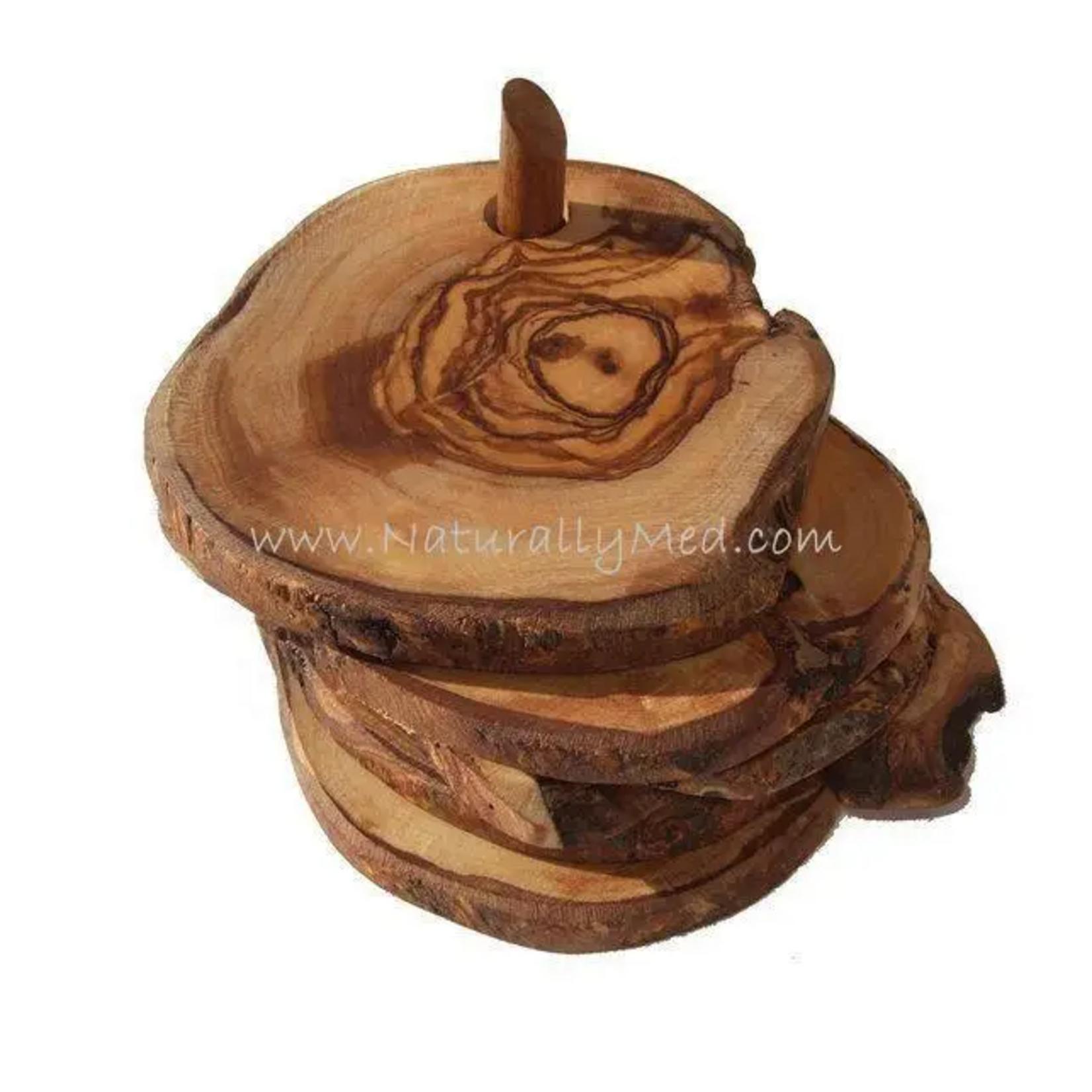 Naturally Med Olive Wood Rustic Coaster Set
