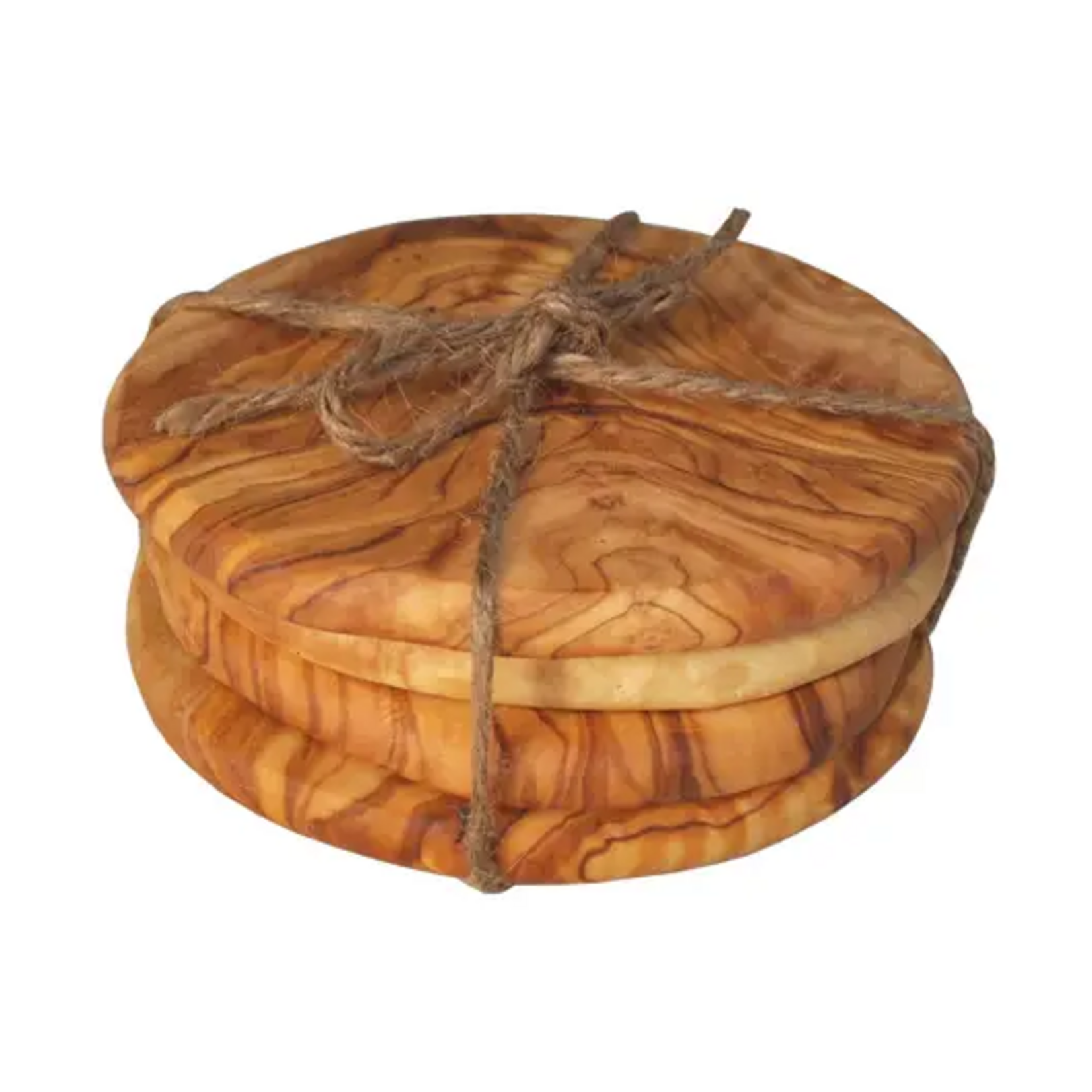 Naturally Med Olive Wood Pebble Coasters - Set of 4