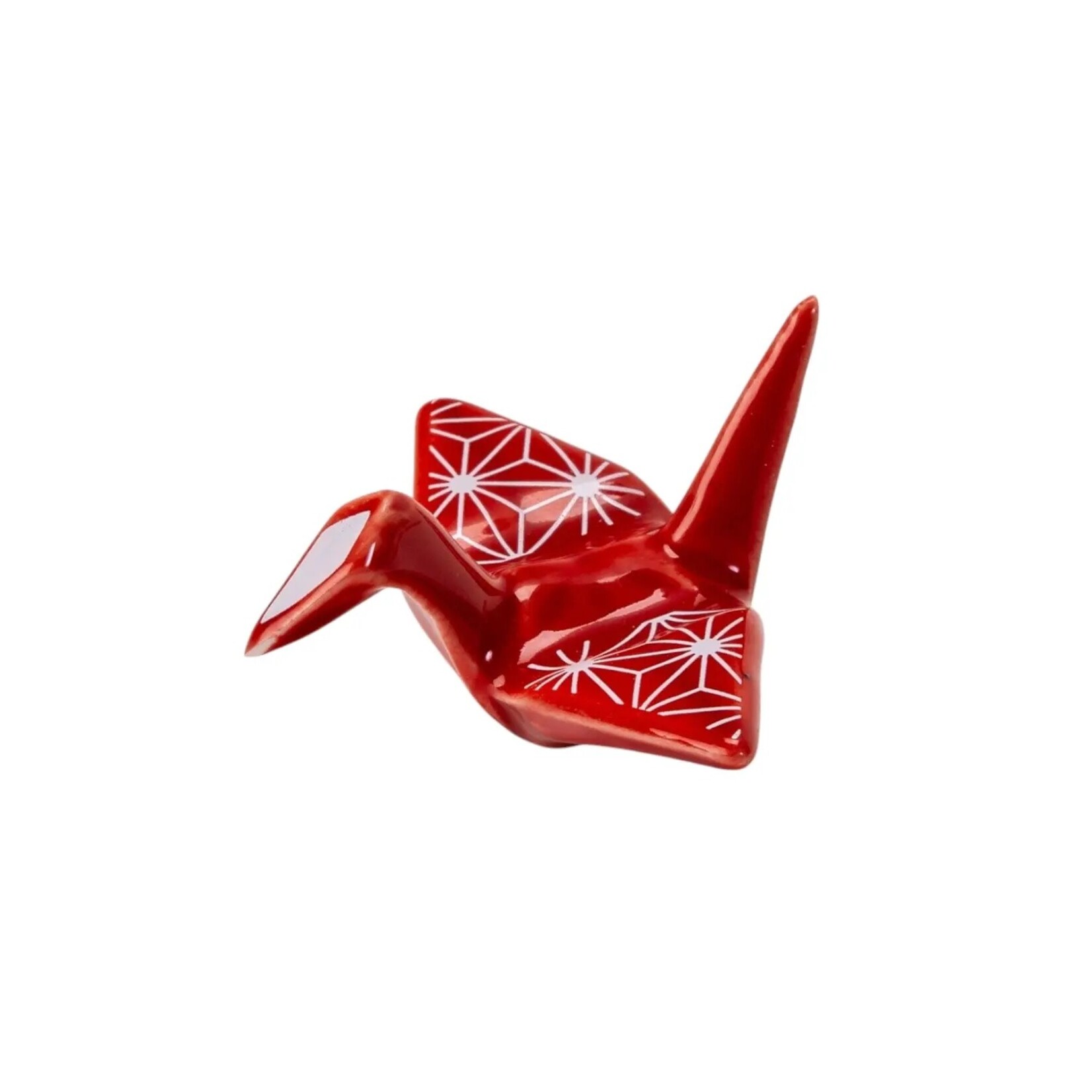 Urban Tokyo Origami Crane Porcelain Chopsticks Rest 2"L Asanoha Red (12/288) | Urban Tokyo