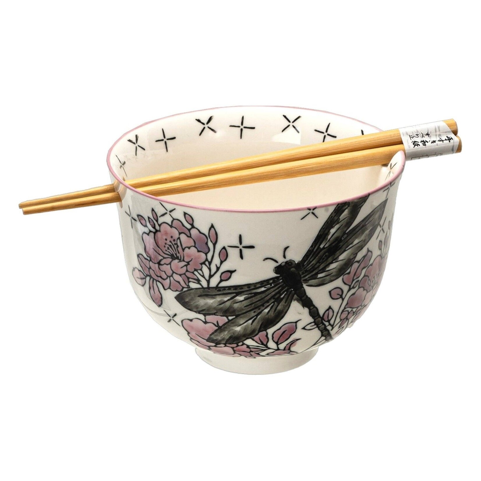 Urban Tokyo 18oz 5"D Donburi Bowl With Chopsticks Set Tombo Dragonfly Design (4/16) | Urban Tokyo