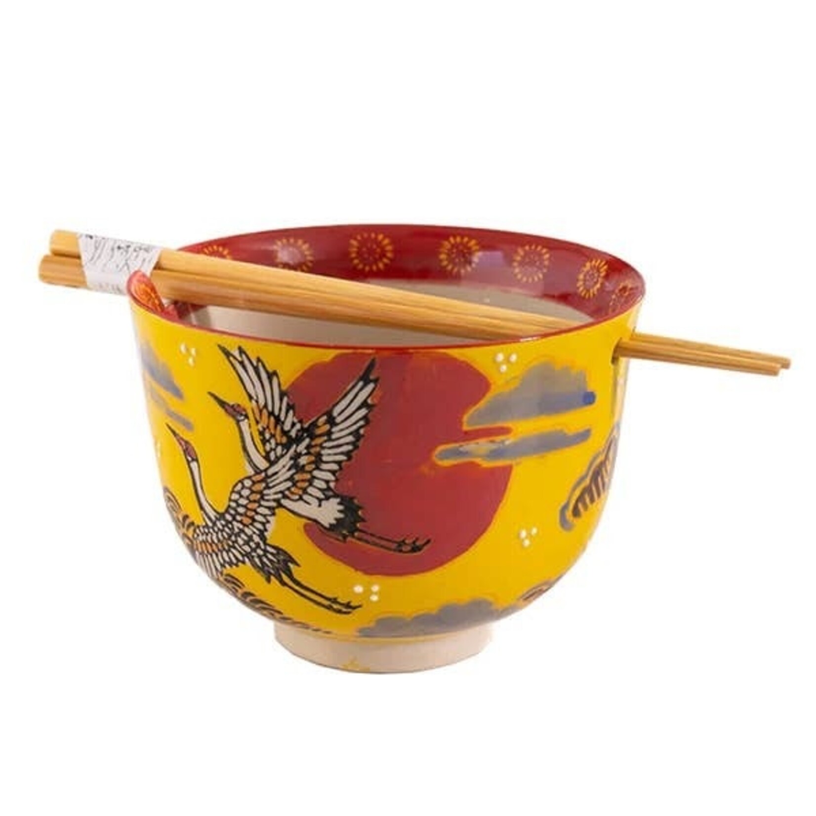 Urban Tokyo Japanese Crane Design 18oz 5.25"D Bowl With Chopsticks Set | Urban Tokyo