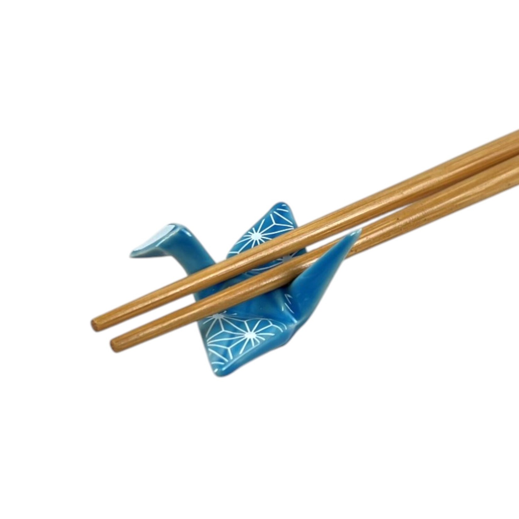 Urban Tokyo Origami Crane Porcelain Chopsticks Rest 2"L Asanoha Blue (12/288) | Urban Tokyo