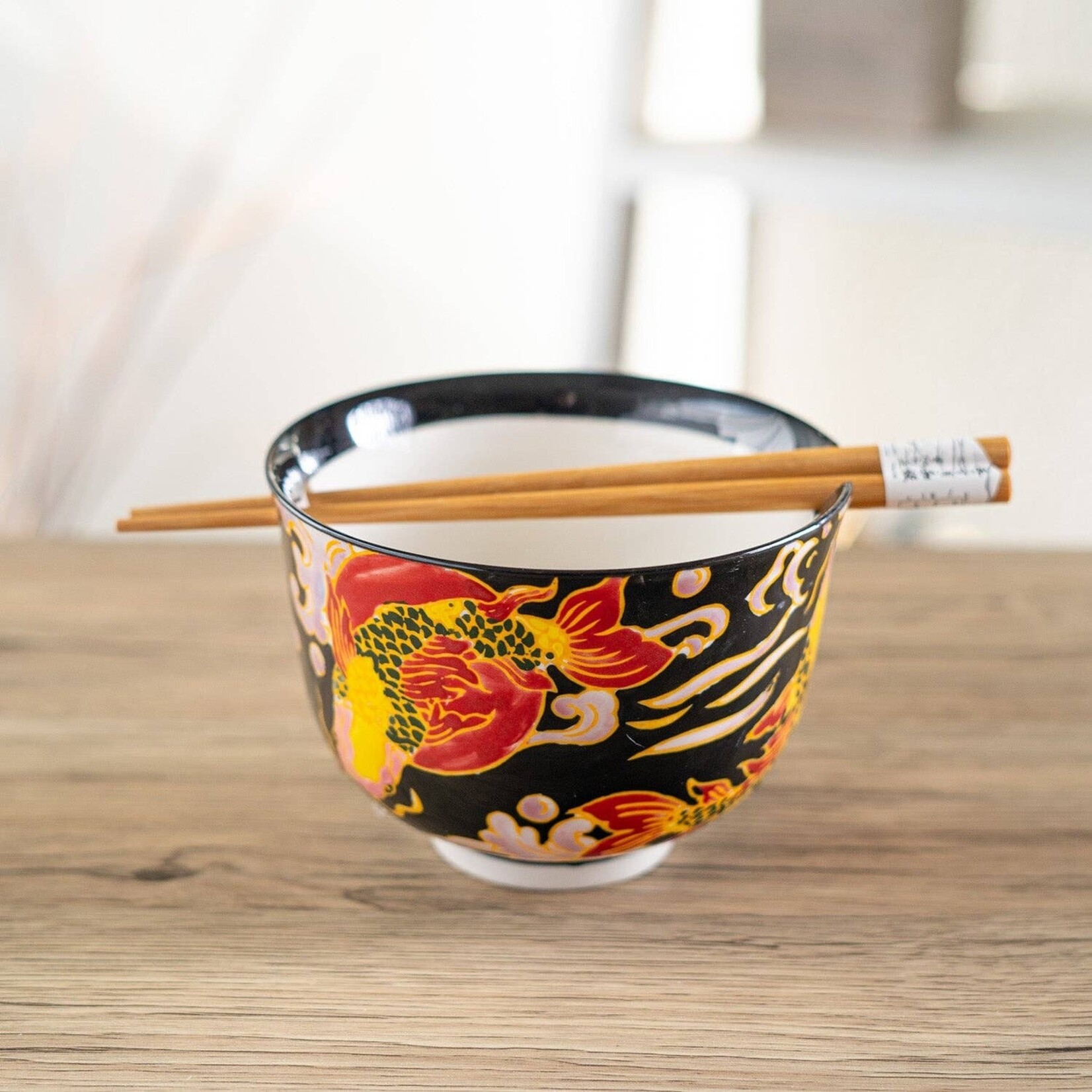Urban Tokyo Koi Fish Design 18oz 5.25"D Bowl With Chopsticks Set | Urban Tokyo