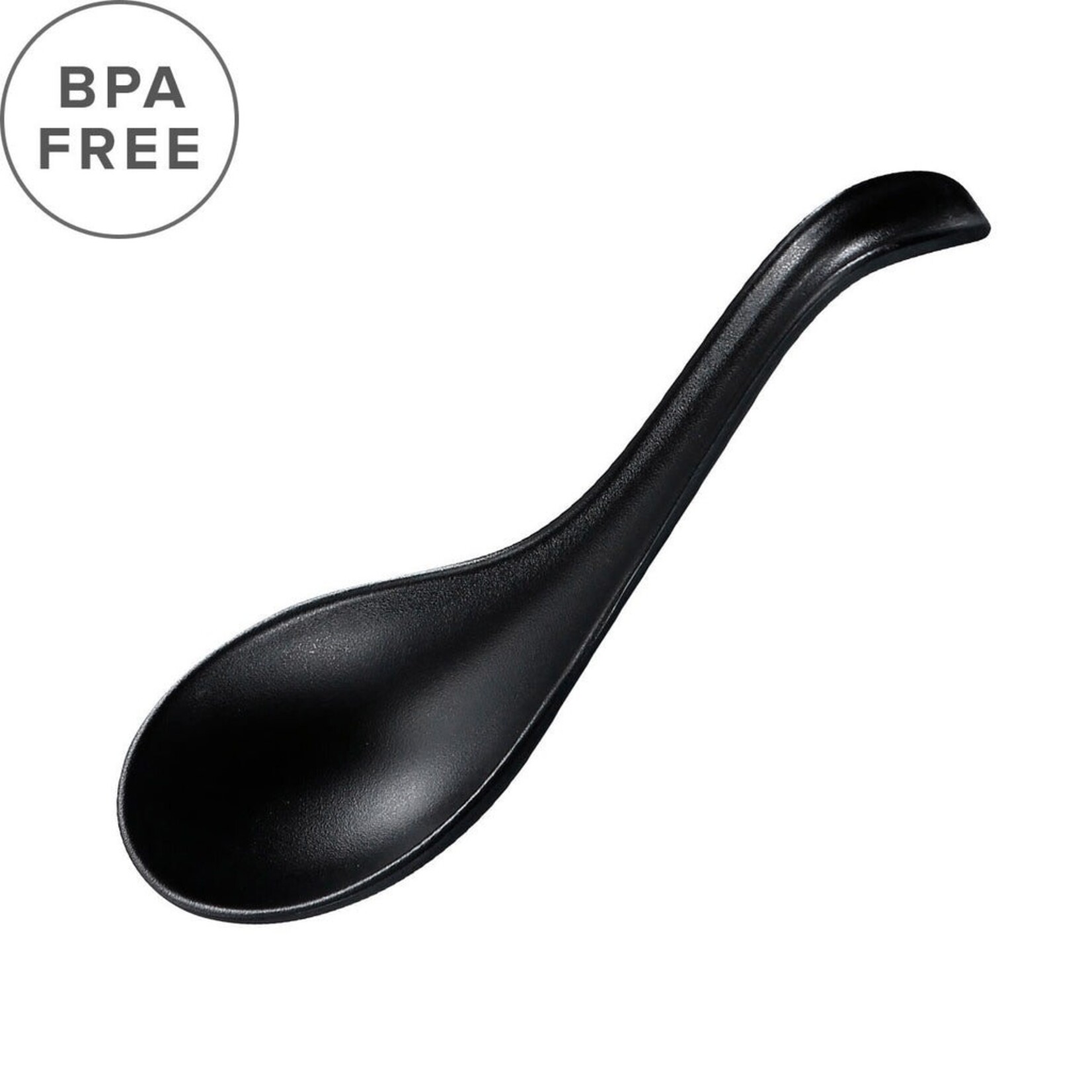 Urban Tokyo Matte Black Melamine 6 Inch Length Curved Soup Spoon (12/576) | Urban Tokyo