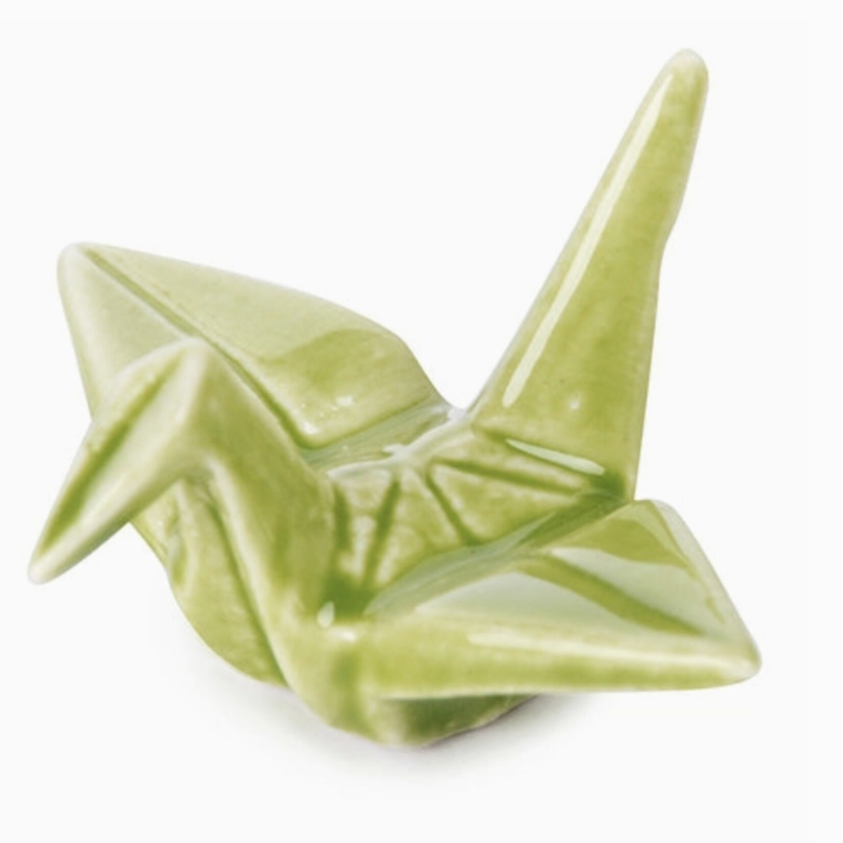 Urban Tokyo Origami Crane Porcelain Chopsticks Rest 2"L Seigaiha Green (12/288) | Urban Tokyo