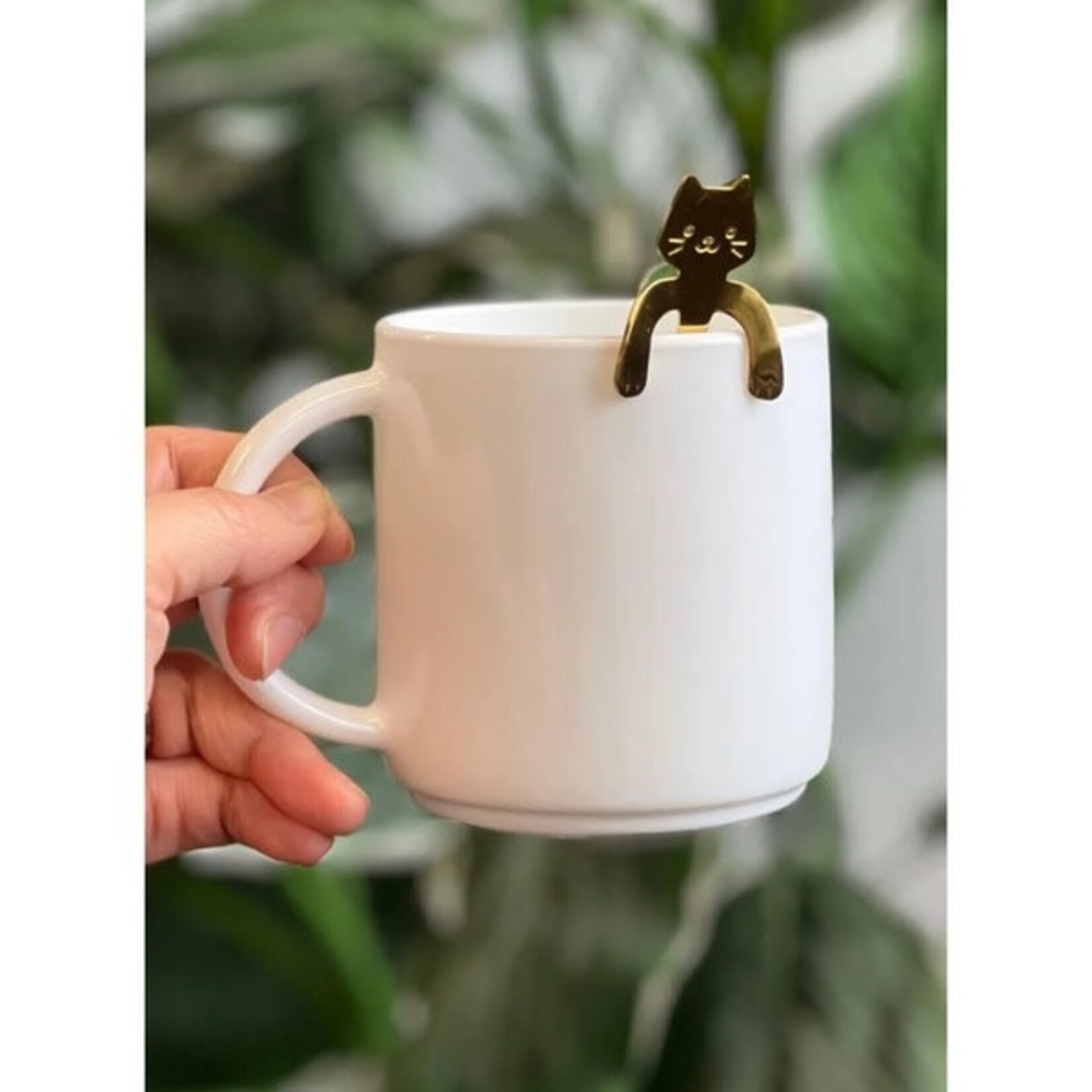 Urban Tokyo Cat Hanging 4.5"L Tea Spoon Rose Gold | Urban Tokyo