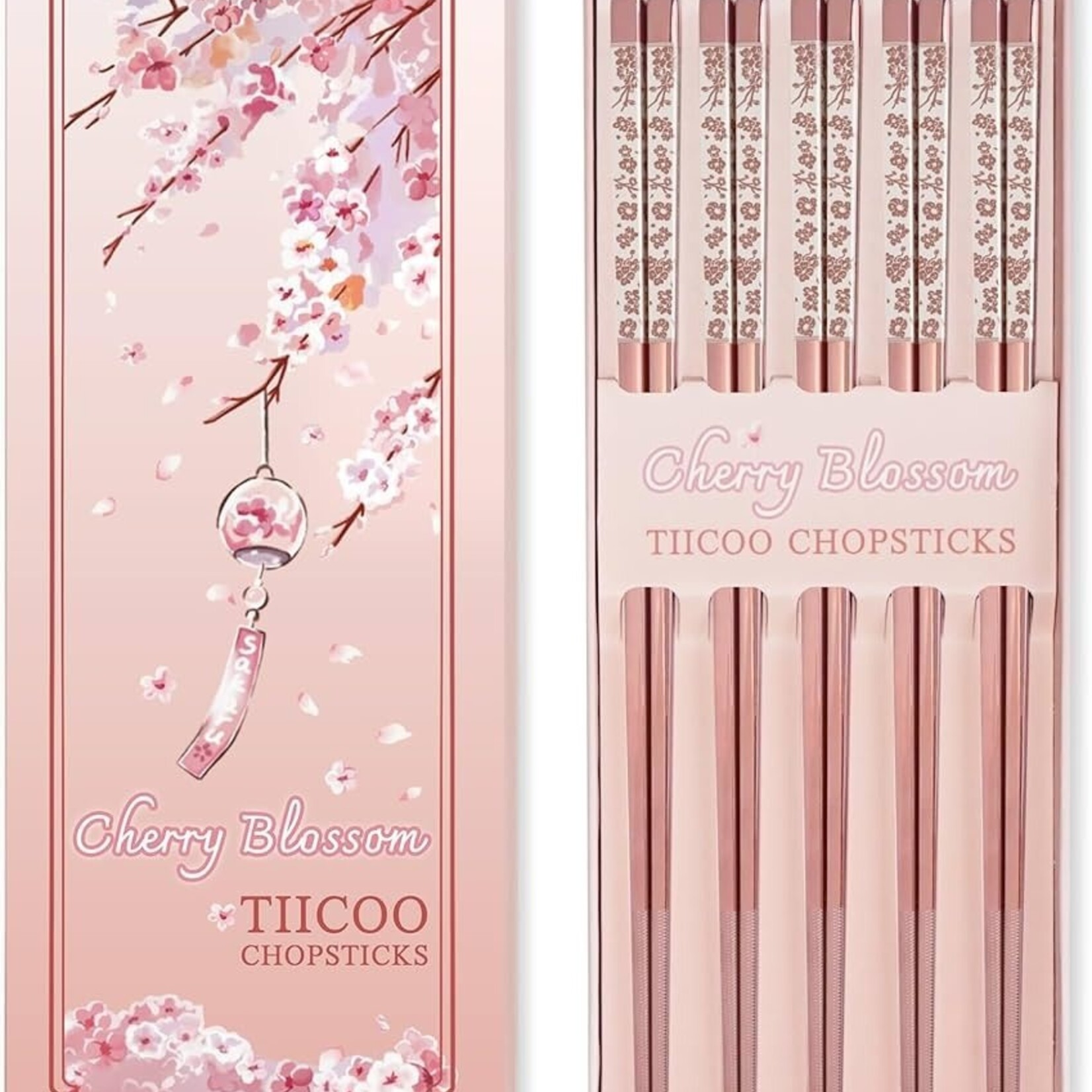 Urban Tokyo 5 Piece Cherry Blossoms Chopsticks Set Stainless Steel (10/200) | Urban Tokyo