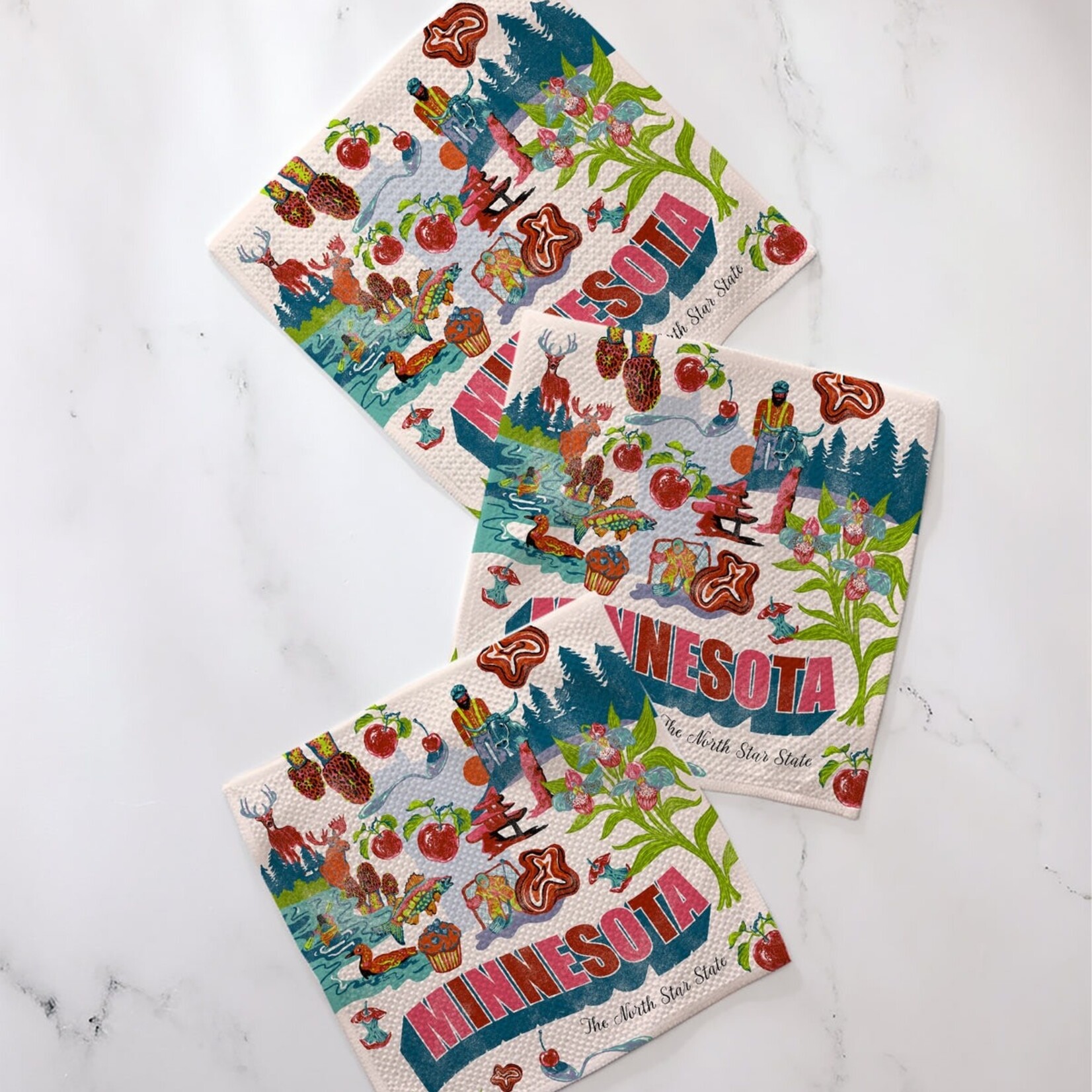Geometry Global Greetings From Minnesota Dishcloth Set | Geometry Global