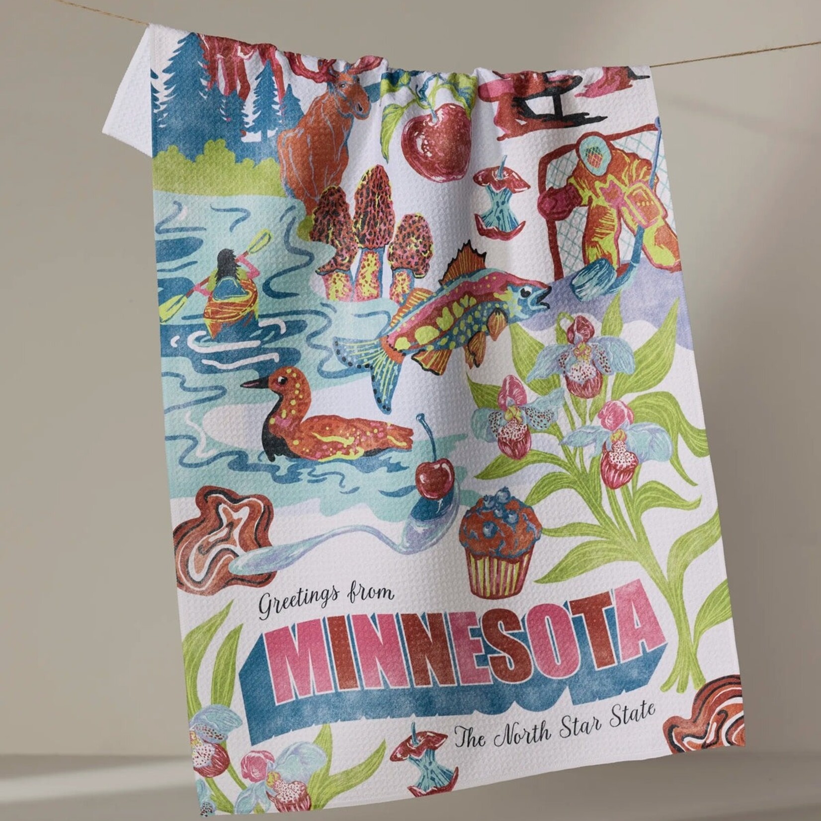 Geometry Greetings From Minnesota Tea Towel