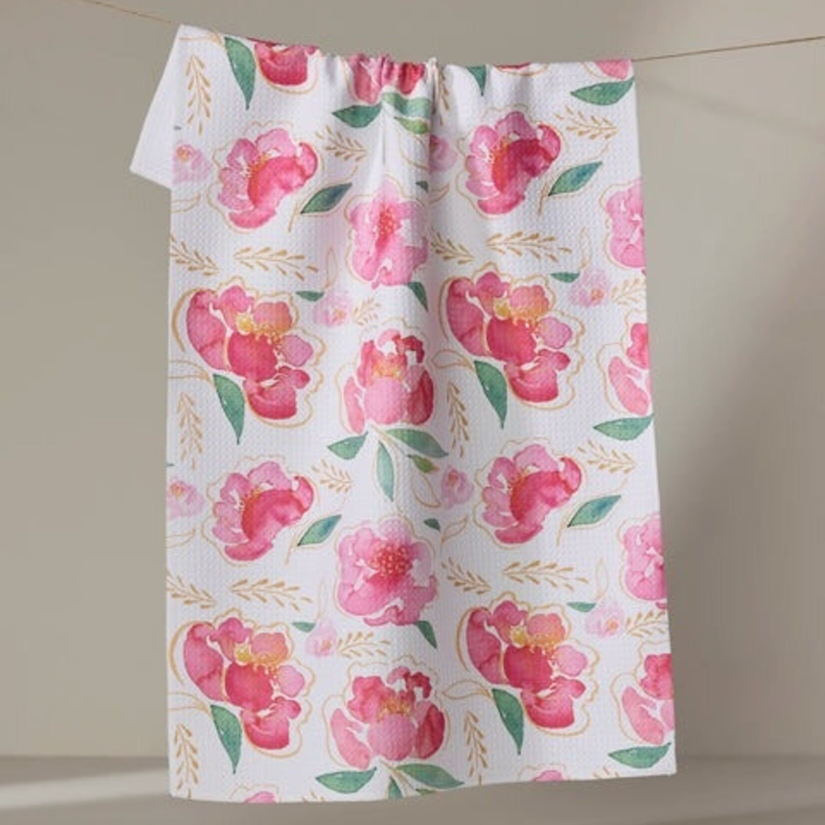 Geometry Global Pink Peony Tea Towel | Geometry
