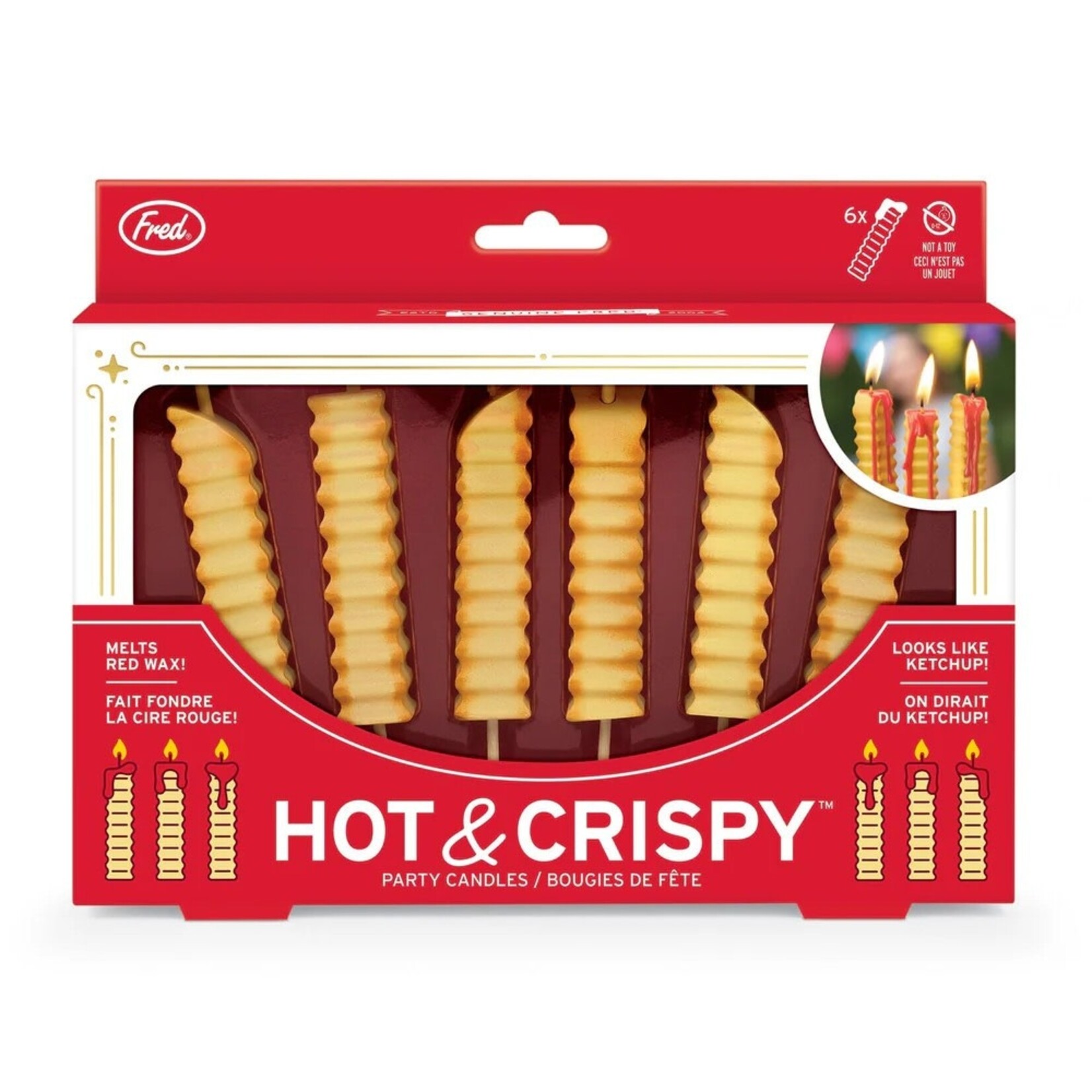 Fred & Friends HOT AND CRISPY French Fry Candles, Melts Red Wax - Set of 6 | Fred & Friends