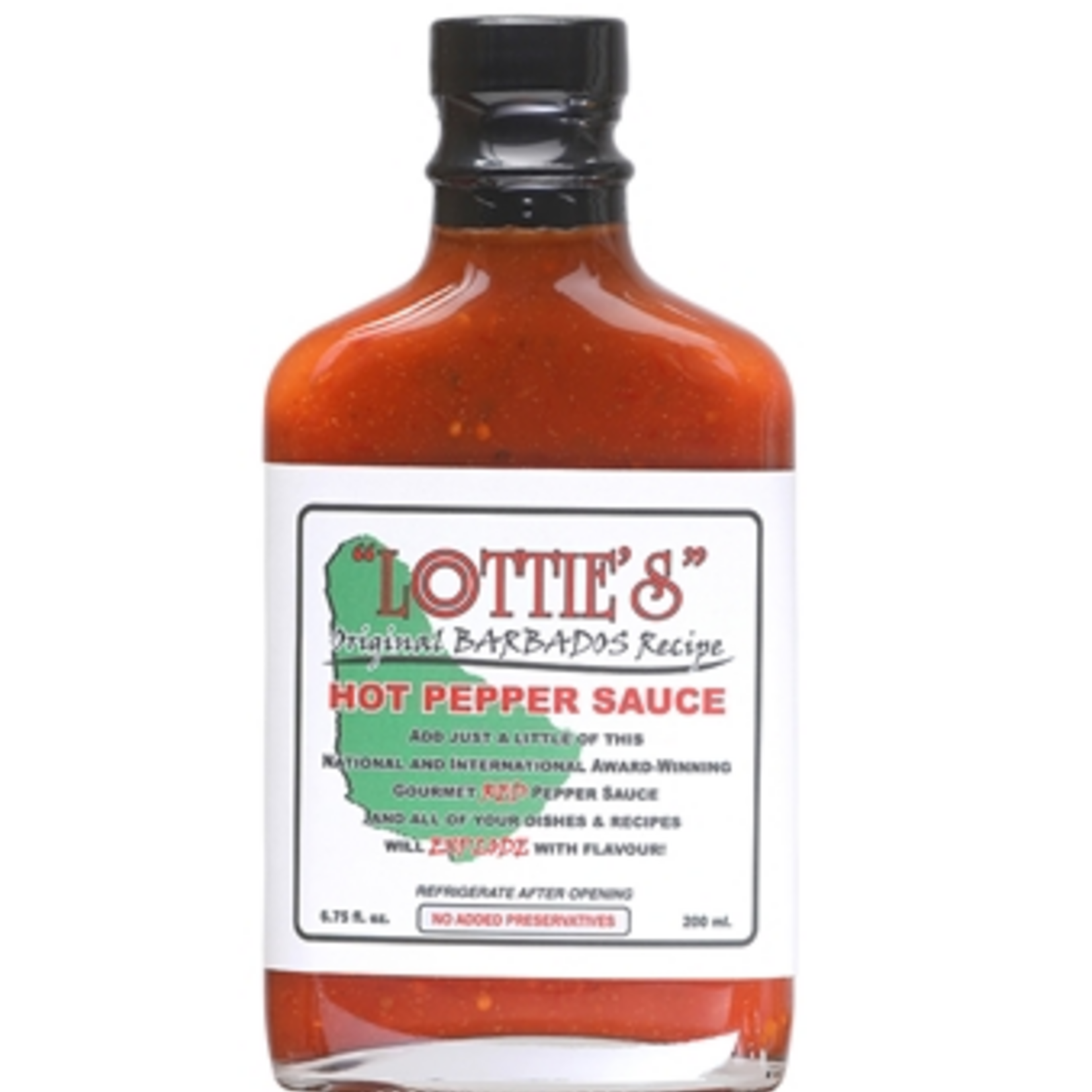 Lottie's Original Barbados Recipe Gourmet "Red" Pepper Sauce | Heat Rating: 7