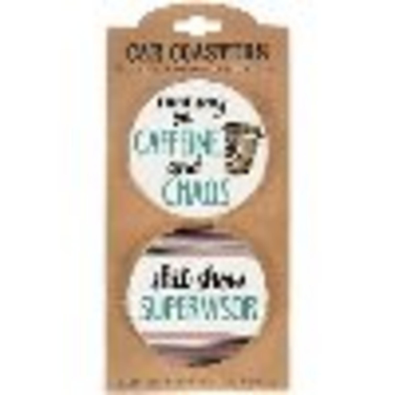 "Caffeine & Chaos" Car Coaster Set (2pc)