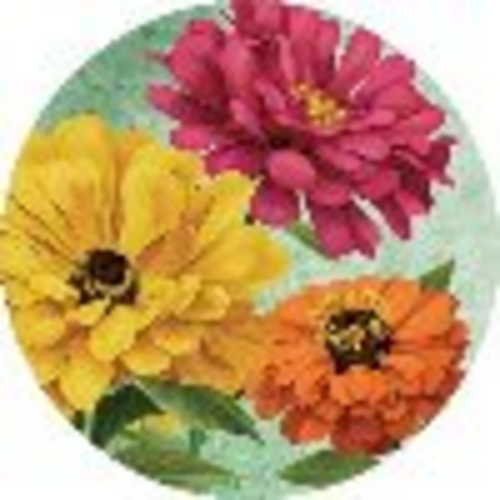 "Nature Zinnias" Round Car Coaster