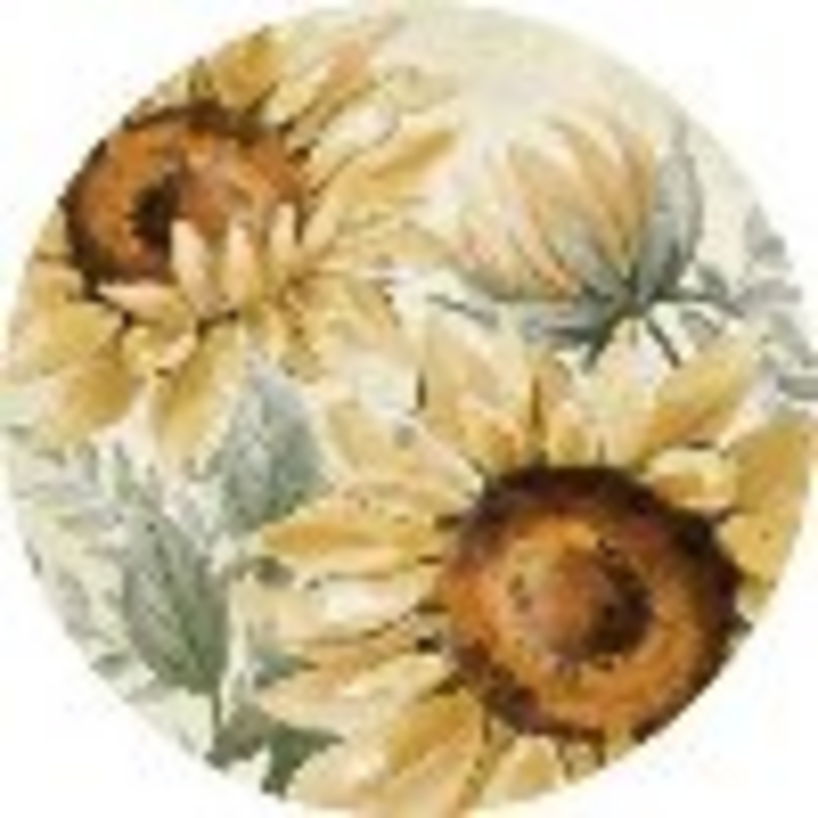 "Painterly Sunflowers" Round Car Coaster