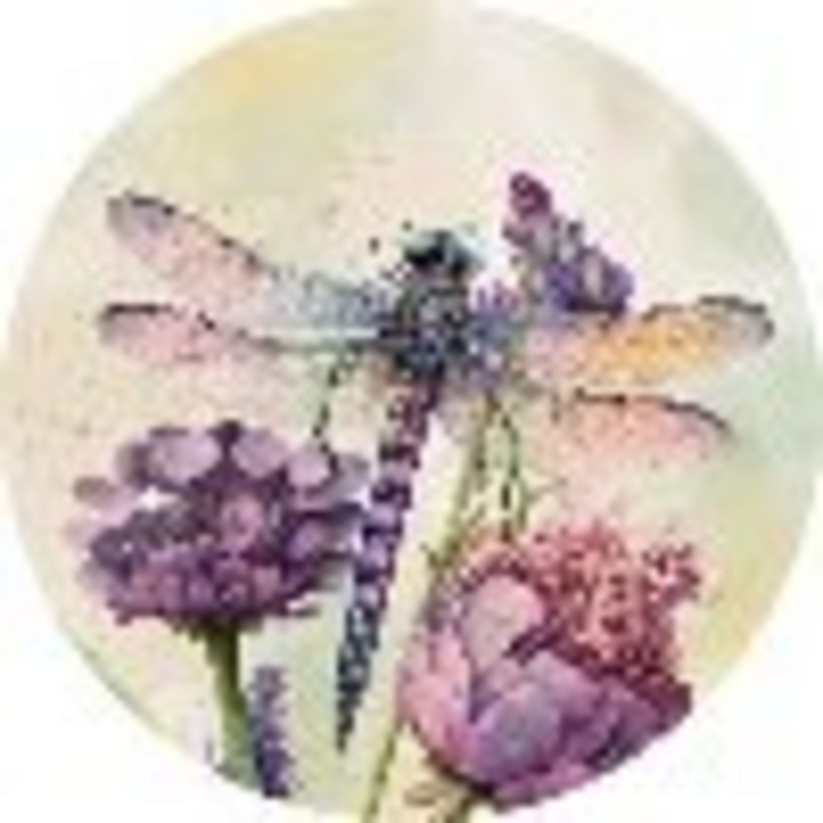 "Dragonfly Floral" Round Car Coaster