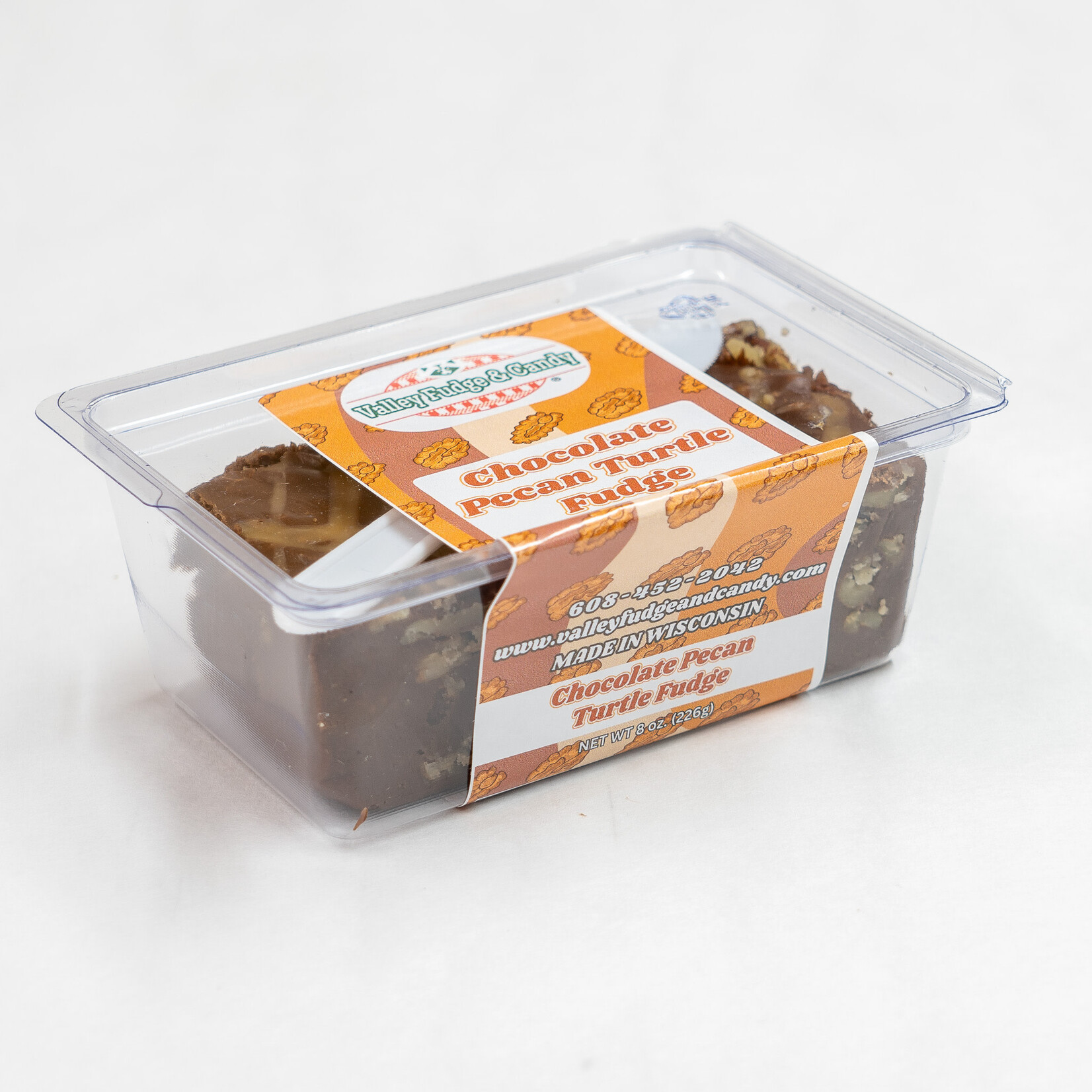 Valley Fudge Chocolate Pecan Turtle Fudge 8oz Packaged