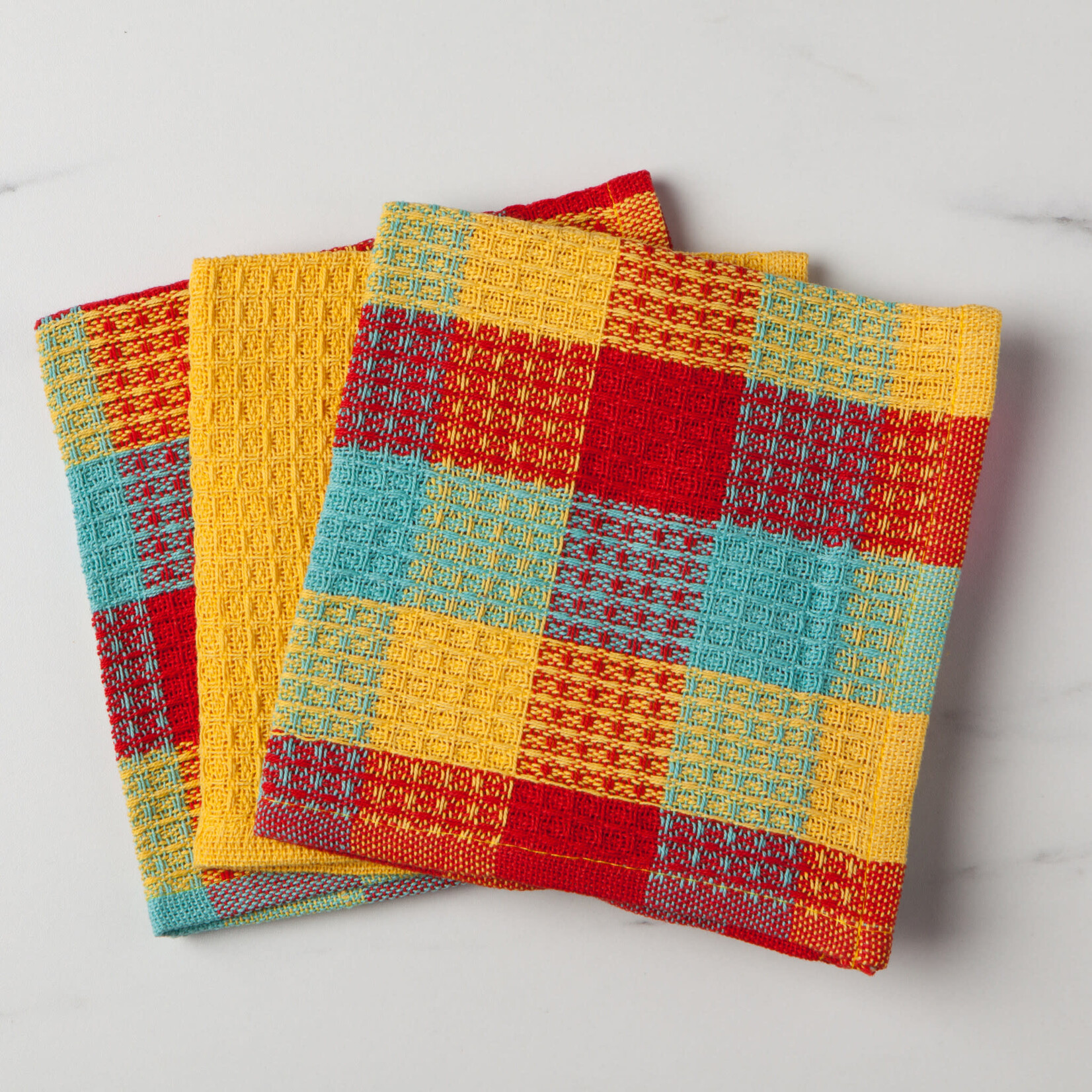 Danica Brands Waffle Dishcloths Set of 3 - Check, Lemon Yellow | Danica Brands
