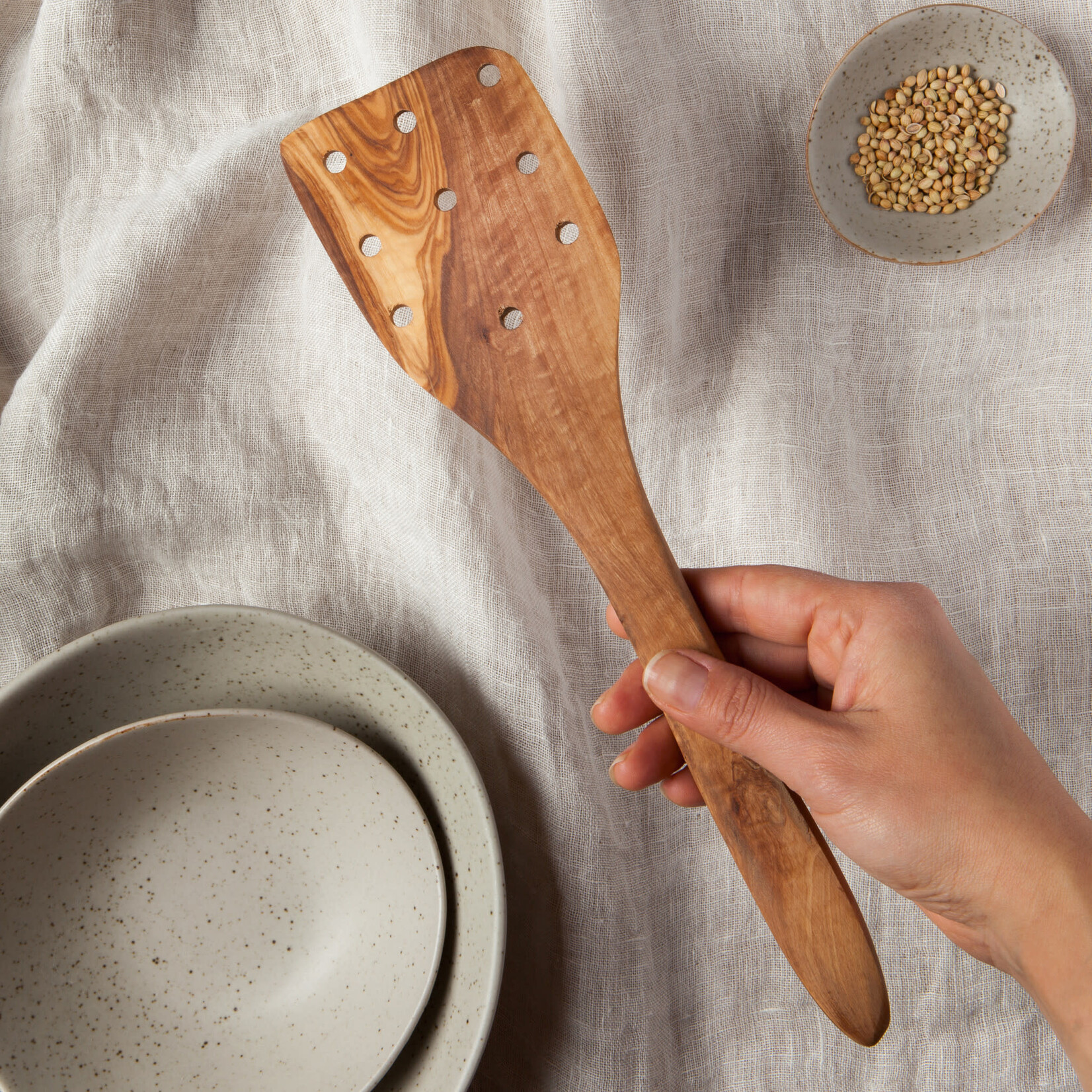 Danica Brands Spatula Strainer Olive Wood | Danica Brands