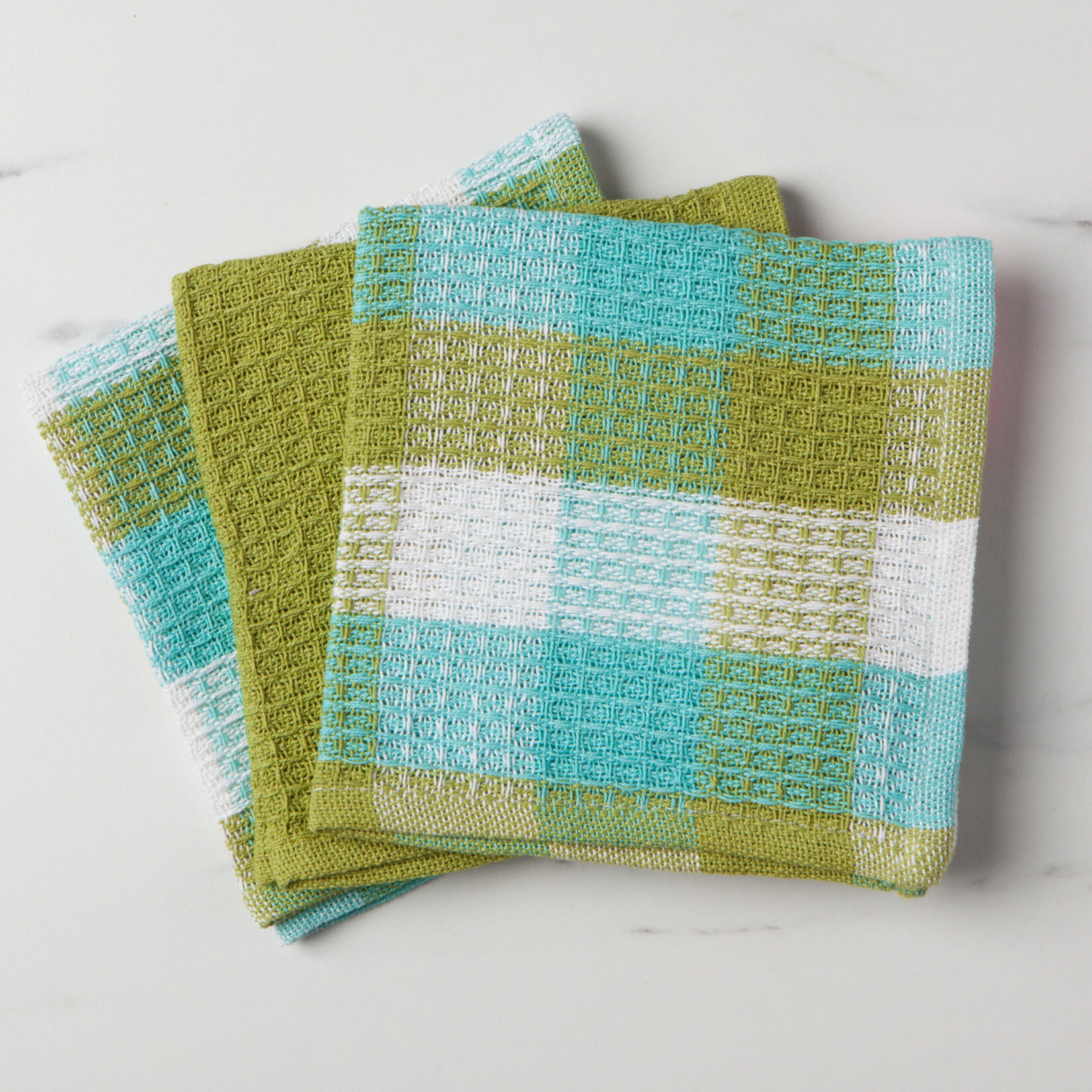 Danica Brands Waffle Dishcloths Set of 3 - Check, Leaf Green | Danica Brands