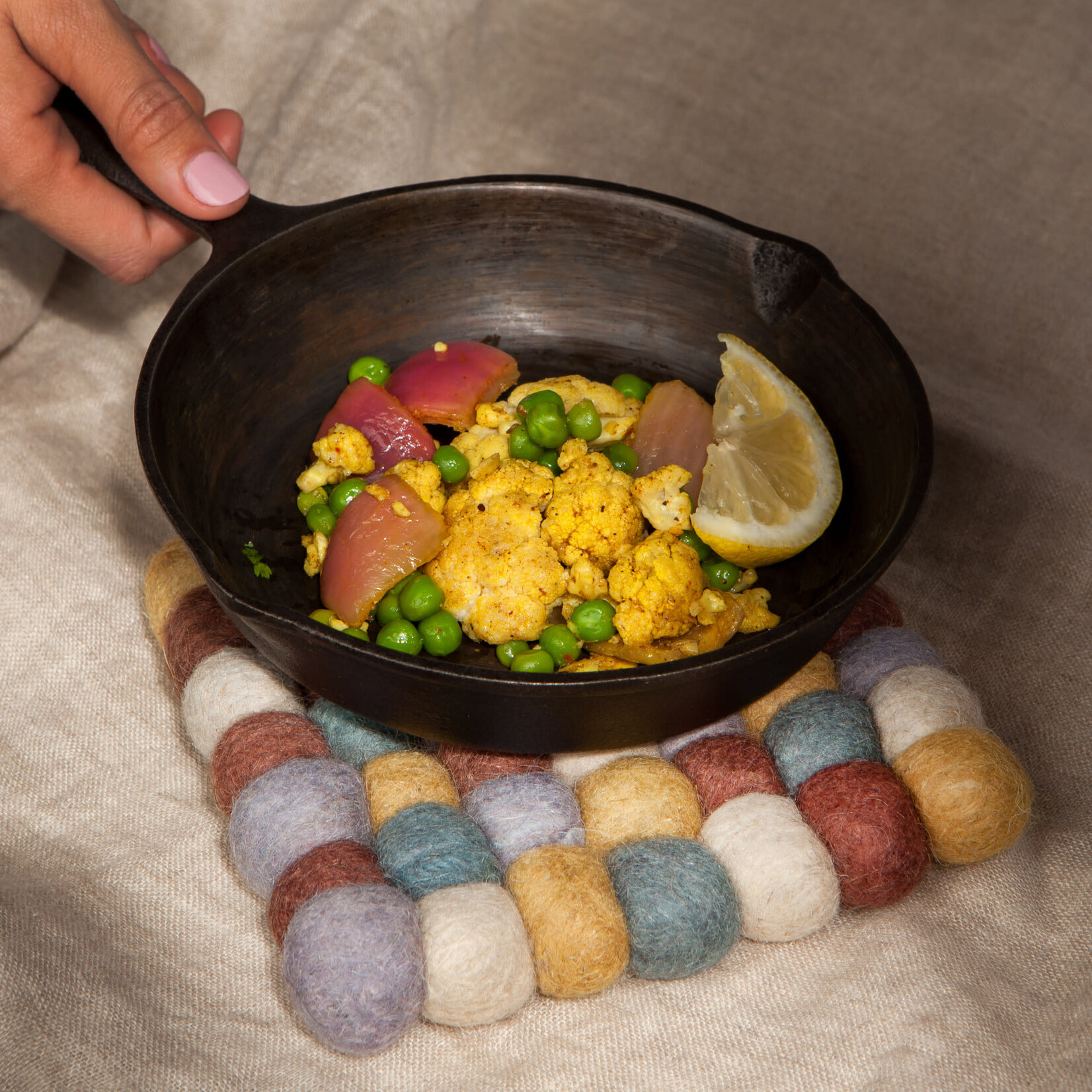 Danica Brands Wool Felt Ball Trivet - Ochre | Danica Brands