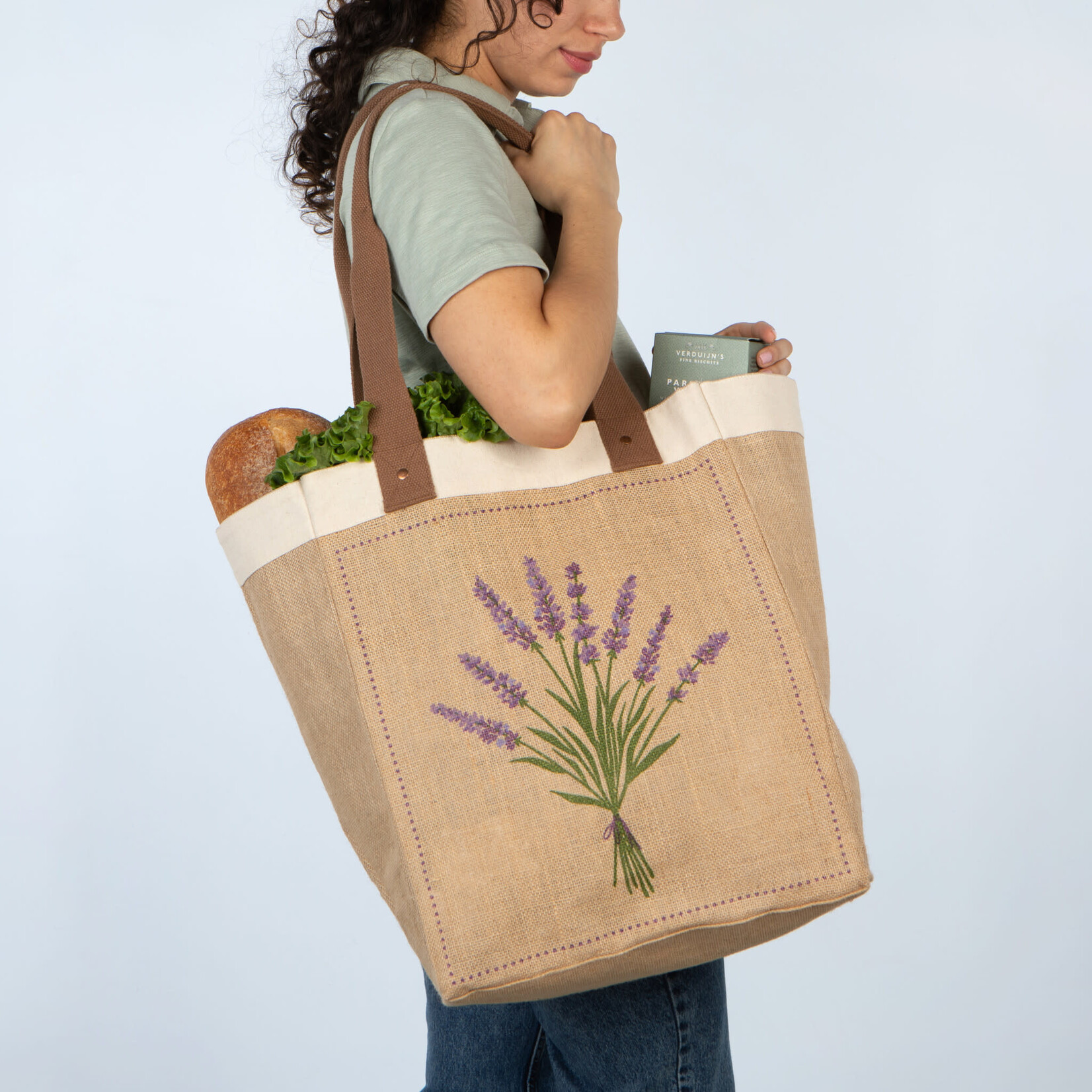 Danica Brands Burlap Shopping Bag - Lavender Large | Danica Brands