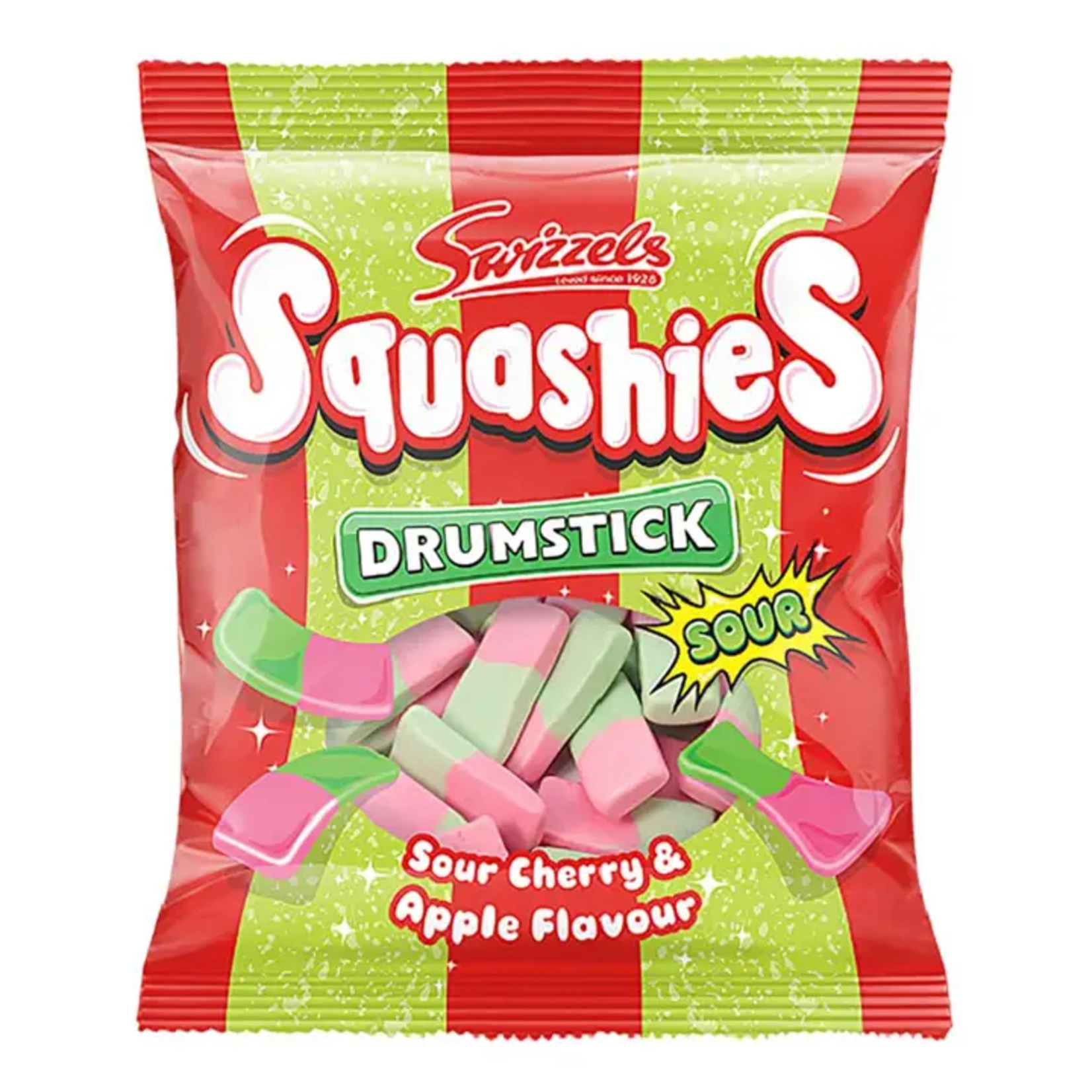 LONG ISLAND CANDY FACTORY Swizzels Drumstick Squashies Sour Cherry & Apple 120g