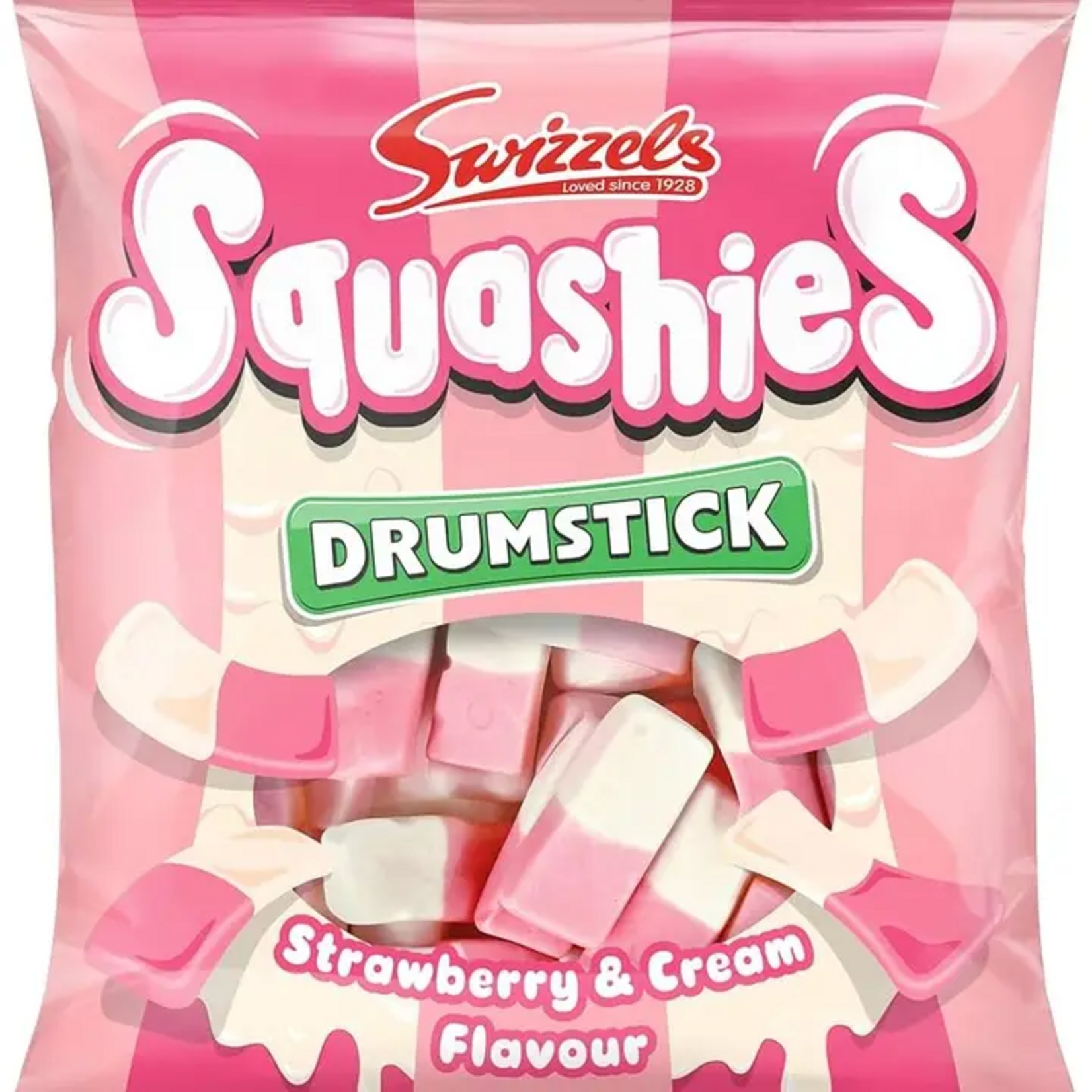 LONG ISLAND CANDY FACTORY Swizzels Drumstick Squashies Strawberry Cream 140g