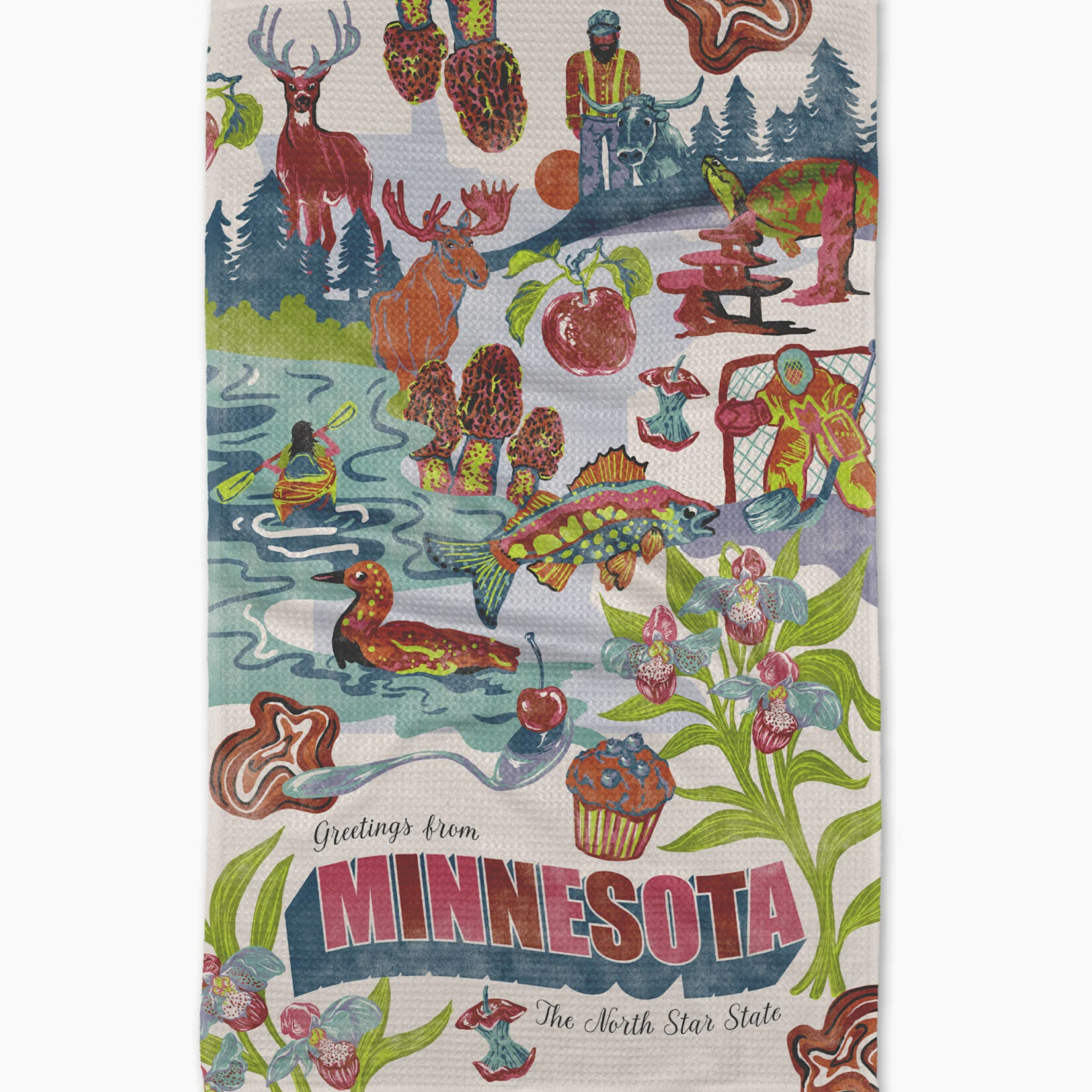 Geometry Greetings From Minnesota Tea Towel