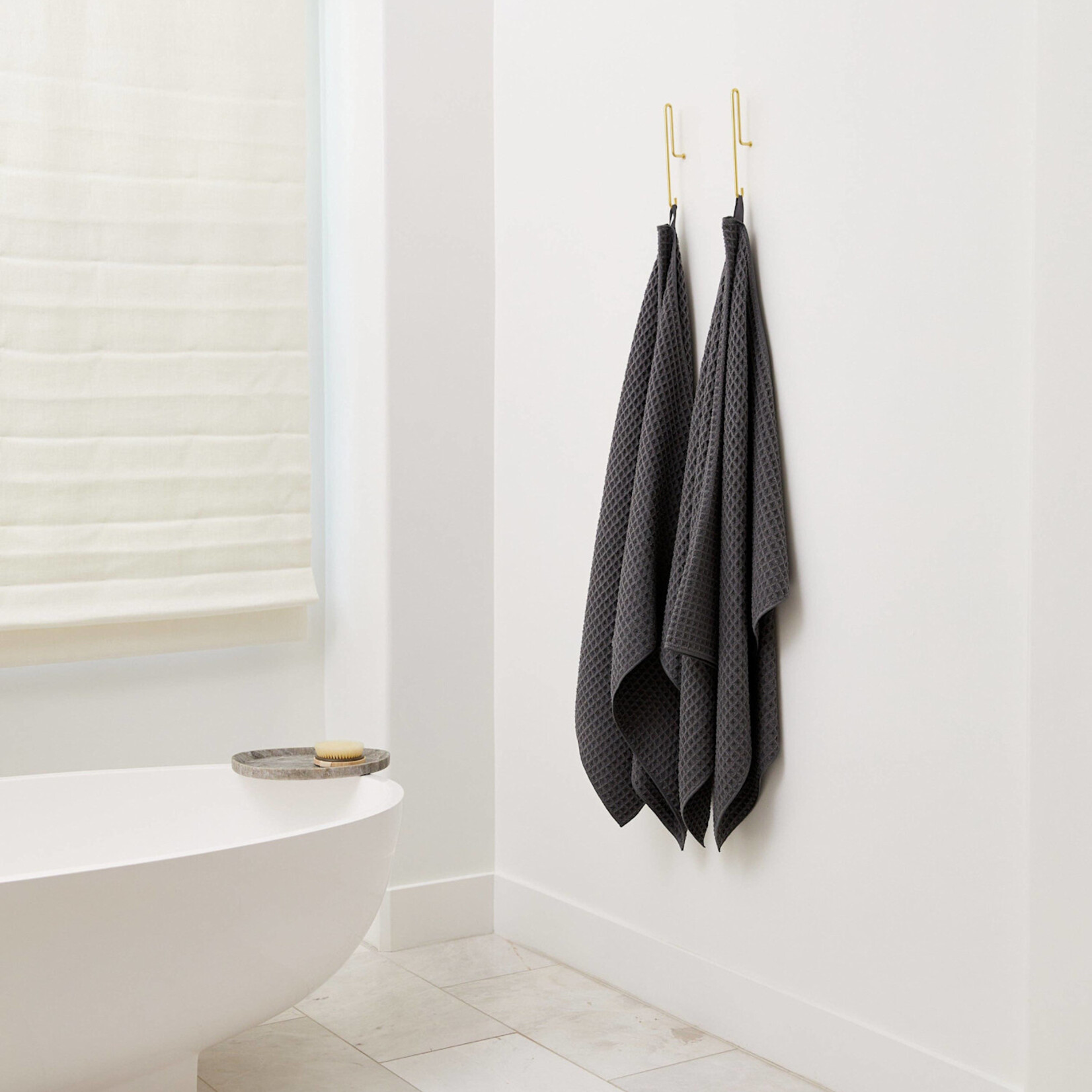 Geometry Charcoal Waffle Bath Towel | Geometry