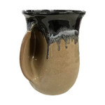 Clay in Motion The Original Handwarmer Mug - Black and Brown / Left Hand