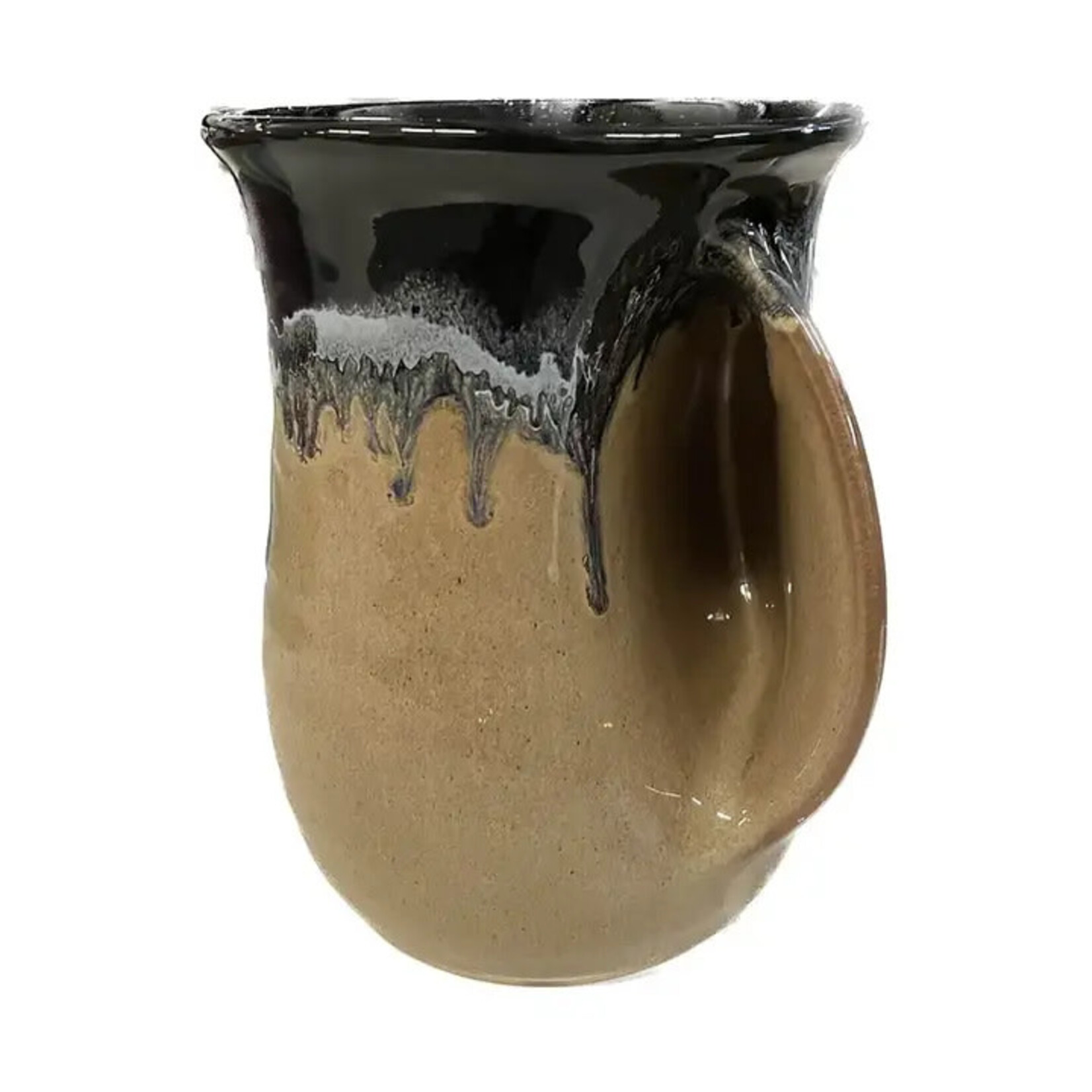 Clay in Motion The Original Handwarmer Mug - Black and Brown / Right Hand