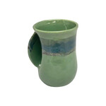 Clay in Motion The Original Handwarmer Mug - Misty Green / Left Hand