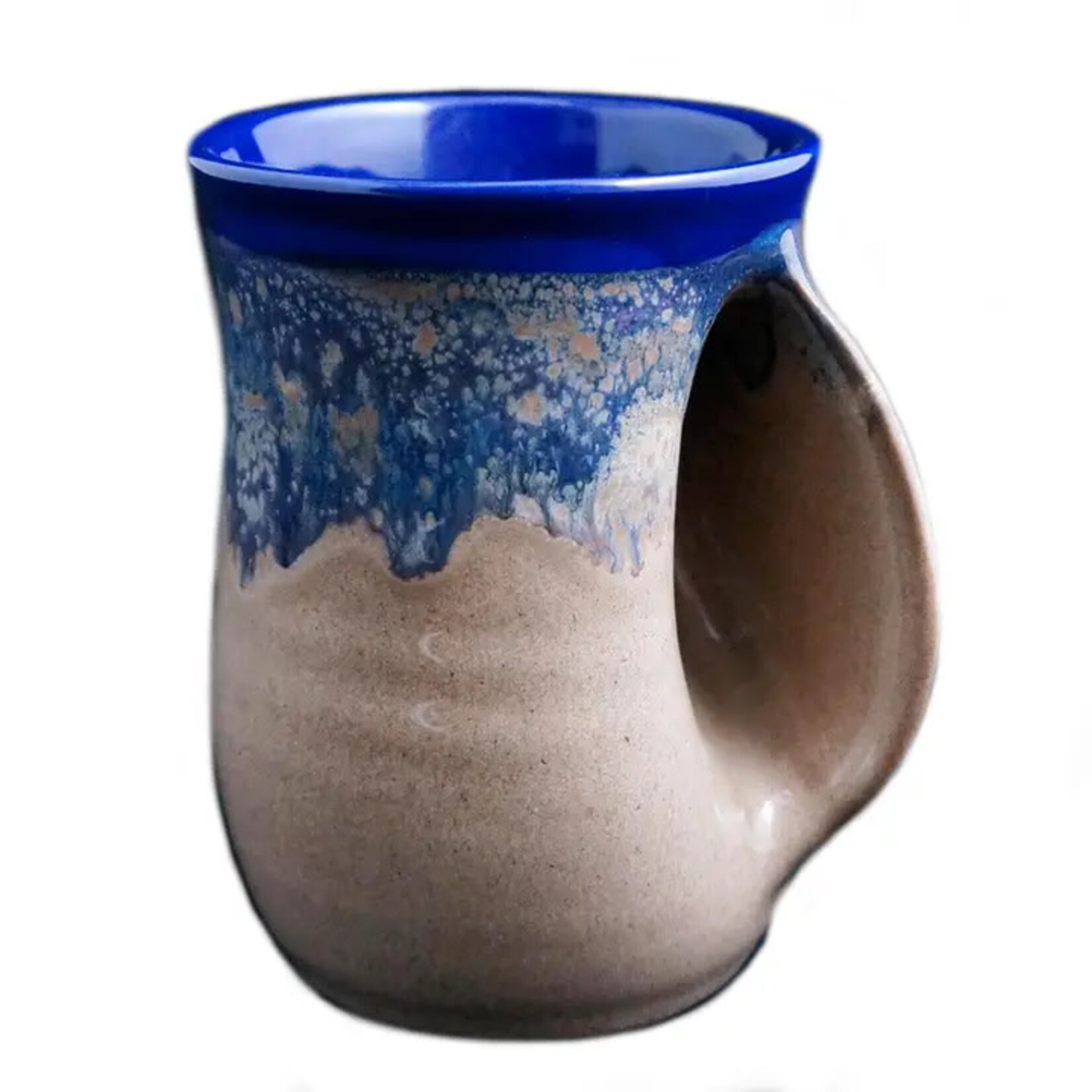 Clay in Motion The Original Handwarmer Mug - Cobalt Canyon / Right Hand