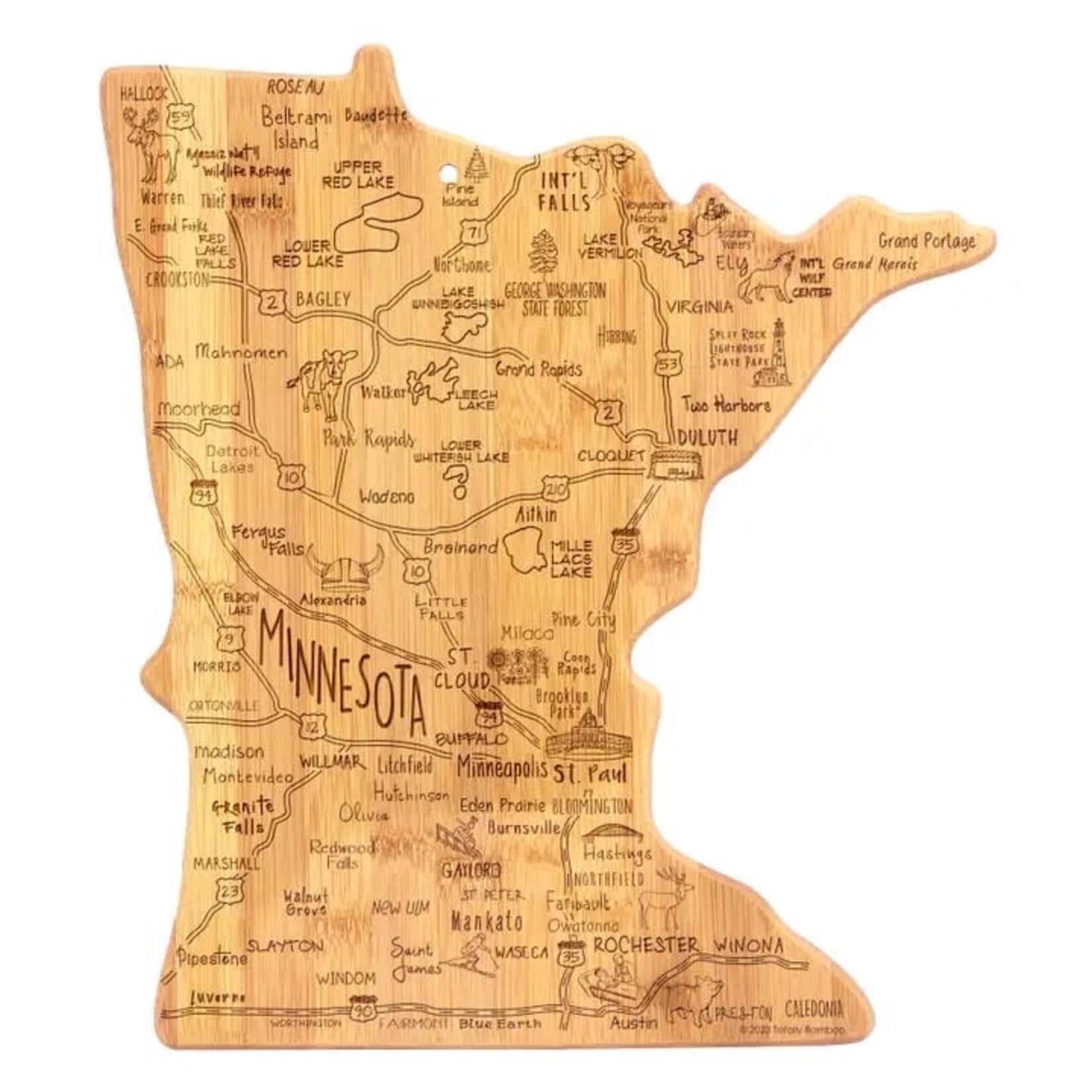Totally Bamboo Destination Minnesota Cutting Board with Engraved Artwork