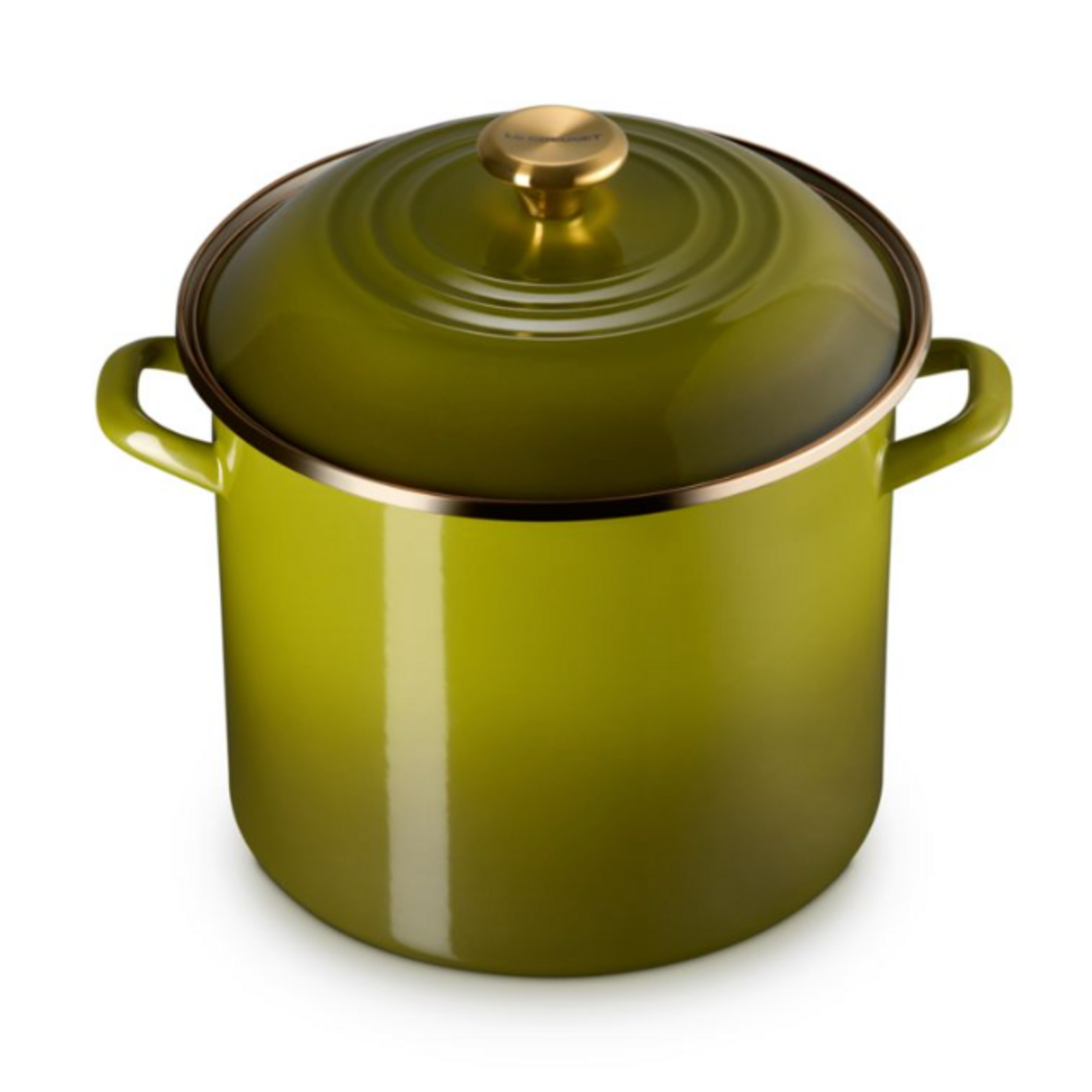 Le Creuset Stockpot with Metal Finishes - Olive 12 qt. | Le Creuset