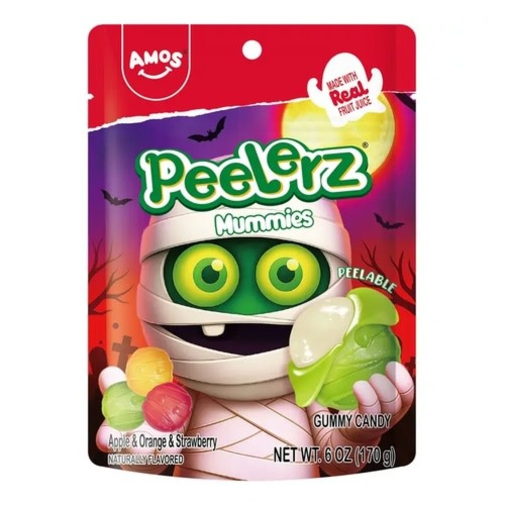 Grandpa Joes AMOS PEELERZ GUMMY MUMMY PEG BAG (APPLE, ORANGE, STRAWBERY)