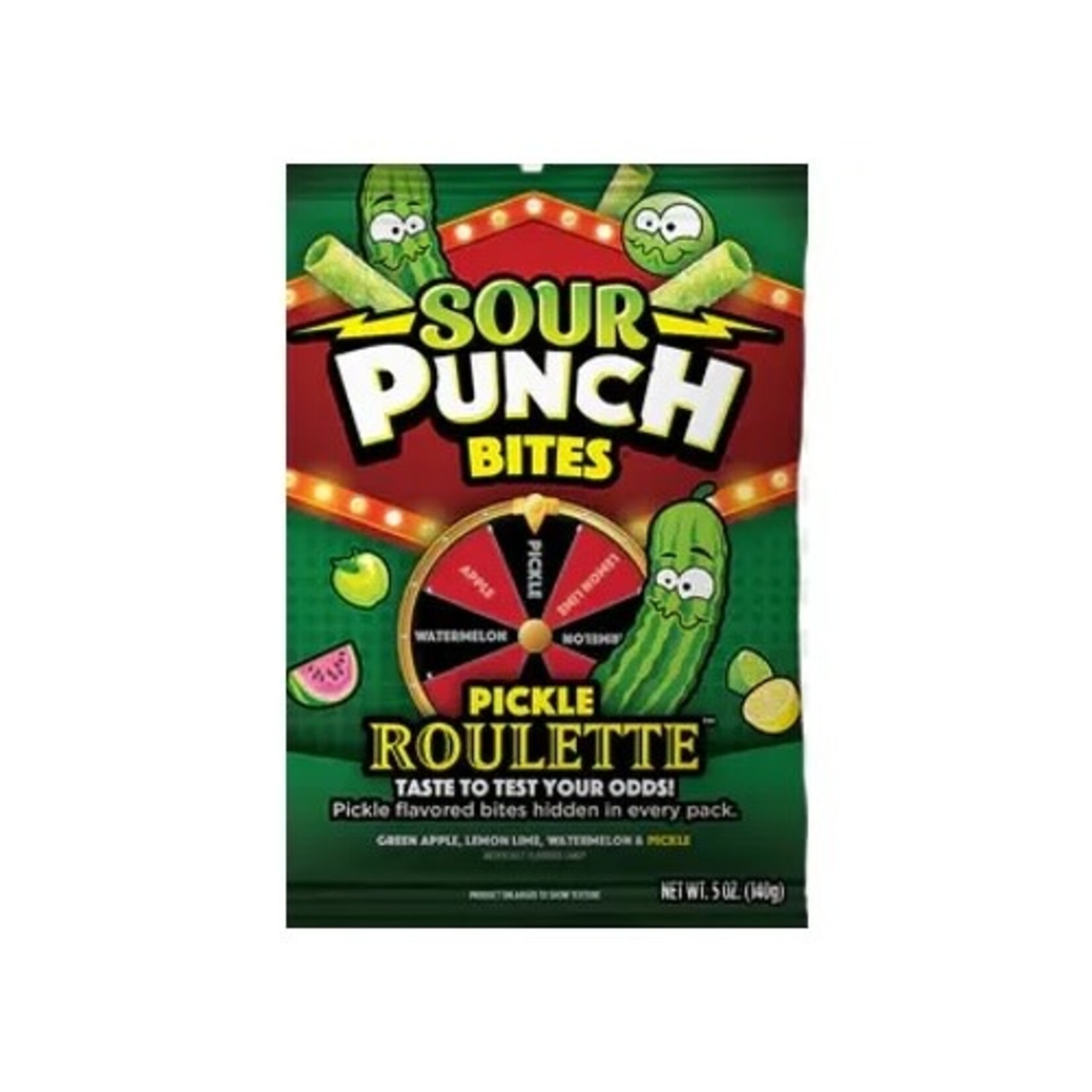 Grandpa Joes Sour Punch Bites Pickle Roulette, 5oz Peg Bag