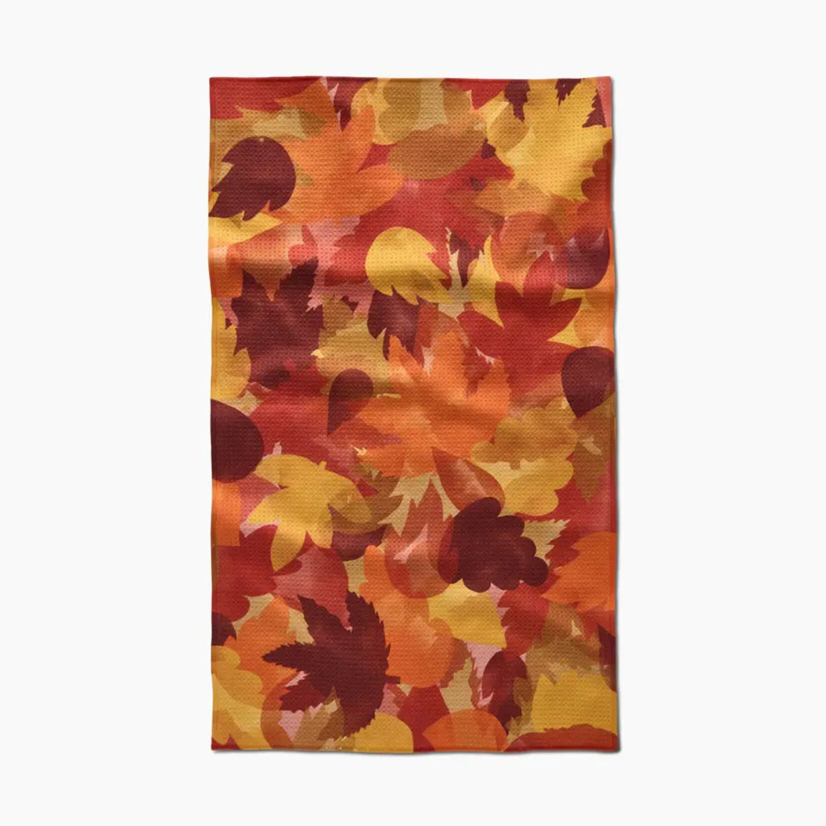 Geometry Watercolor Fallen Leaves Tea Towel