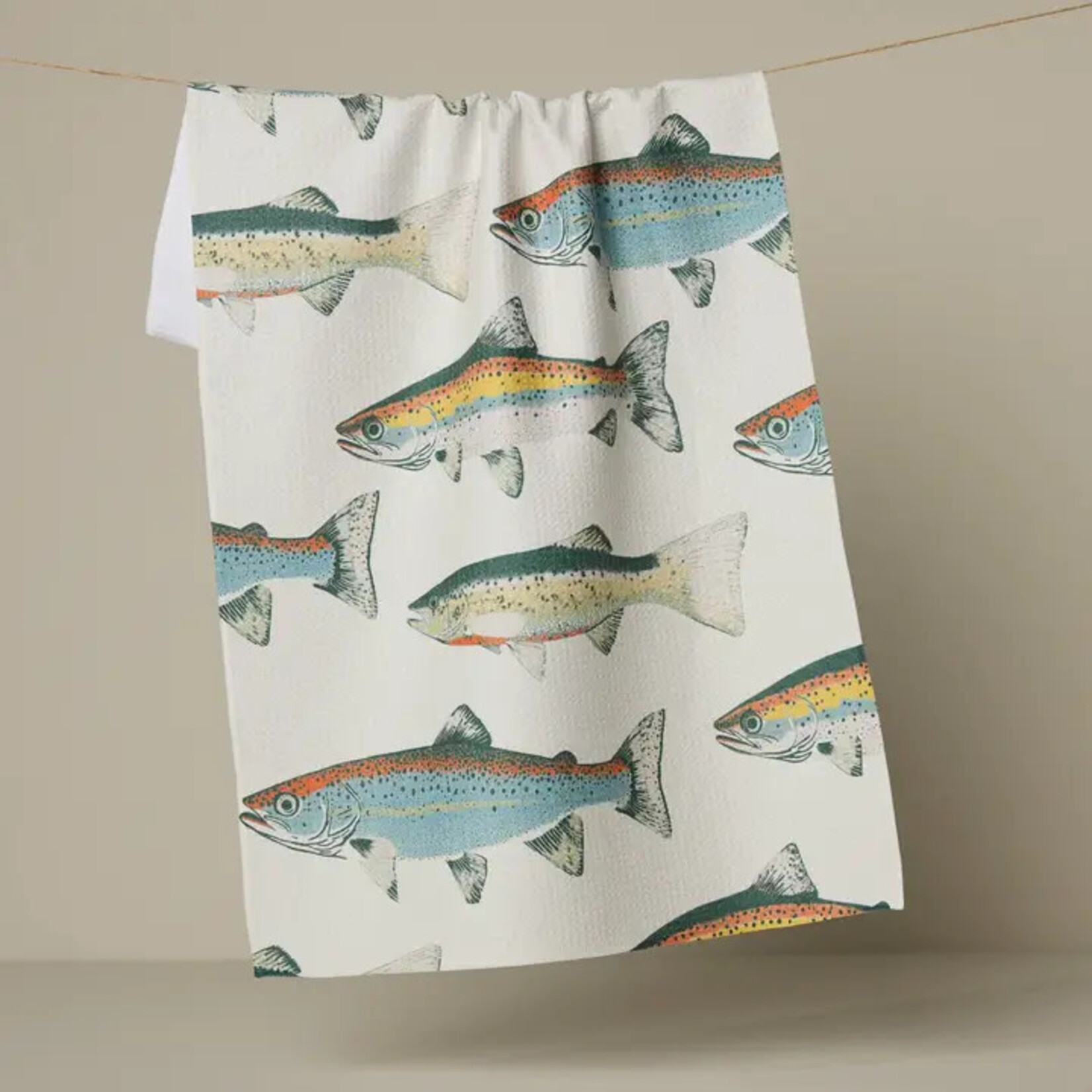Geometry Hooked on Fishing Tea Towel