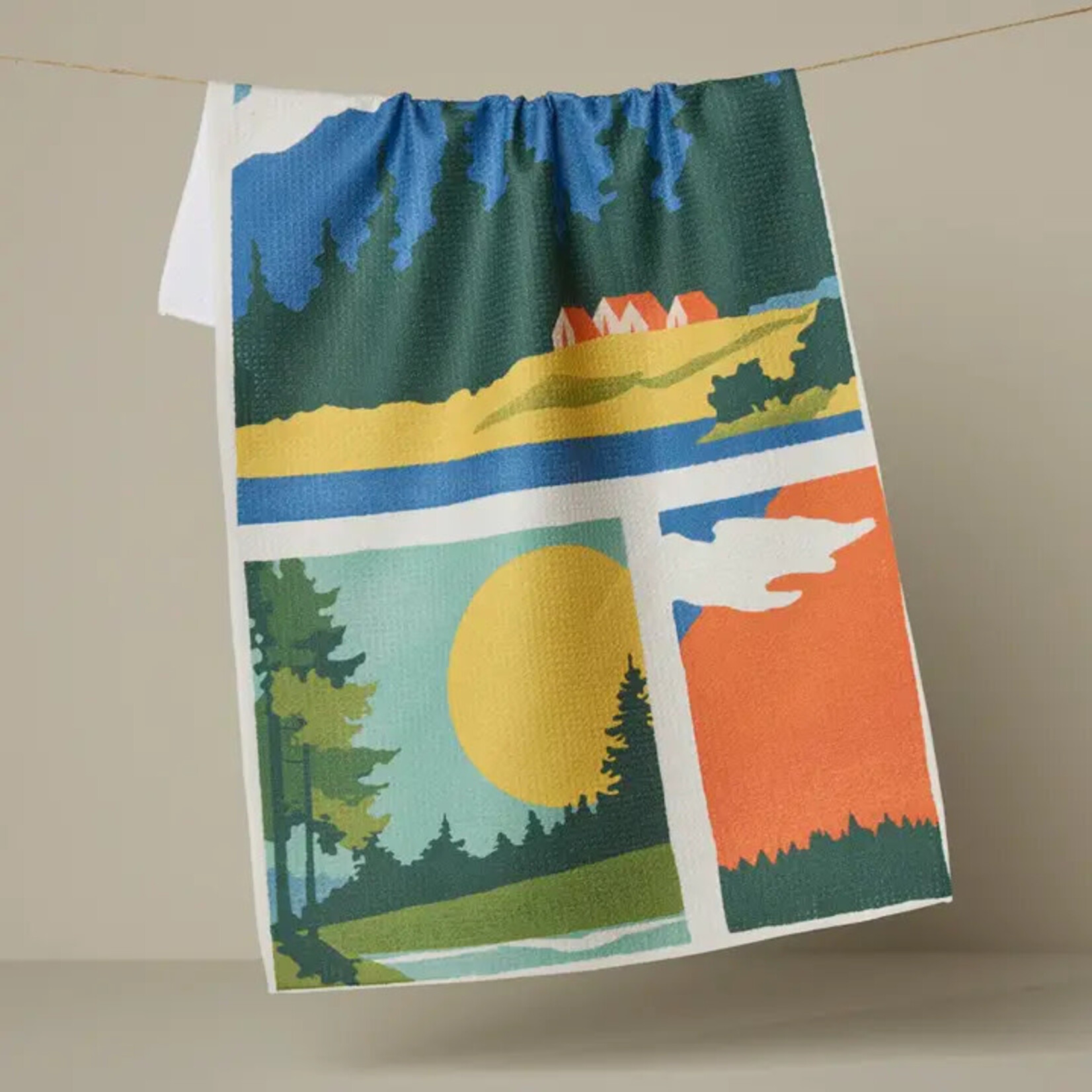 Geometry Happy Hiking Tea Towel