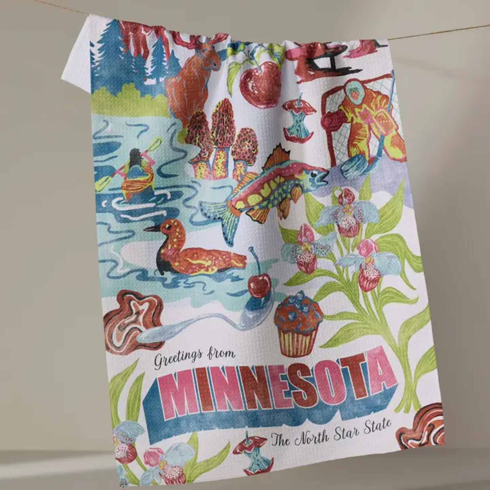 Geometry Greetings From Minnesota Tea Towel