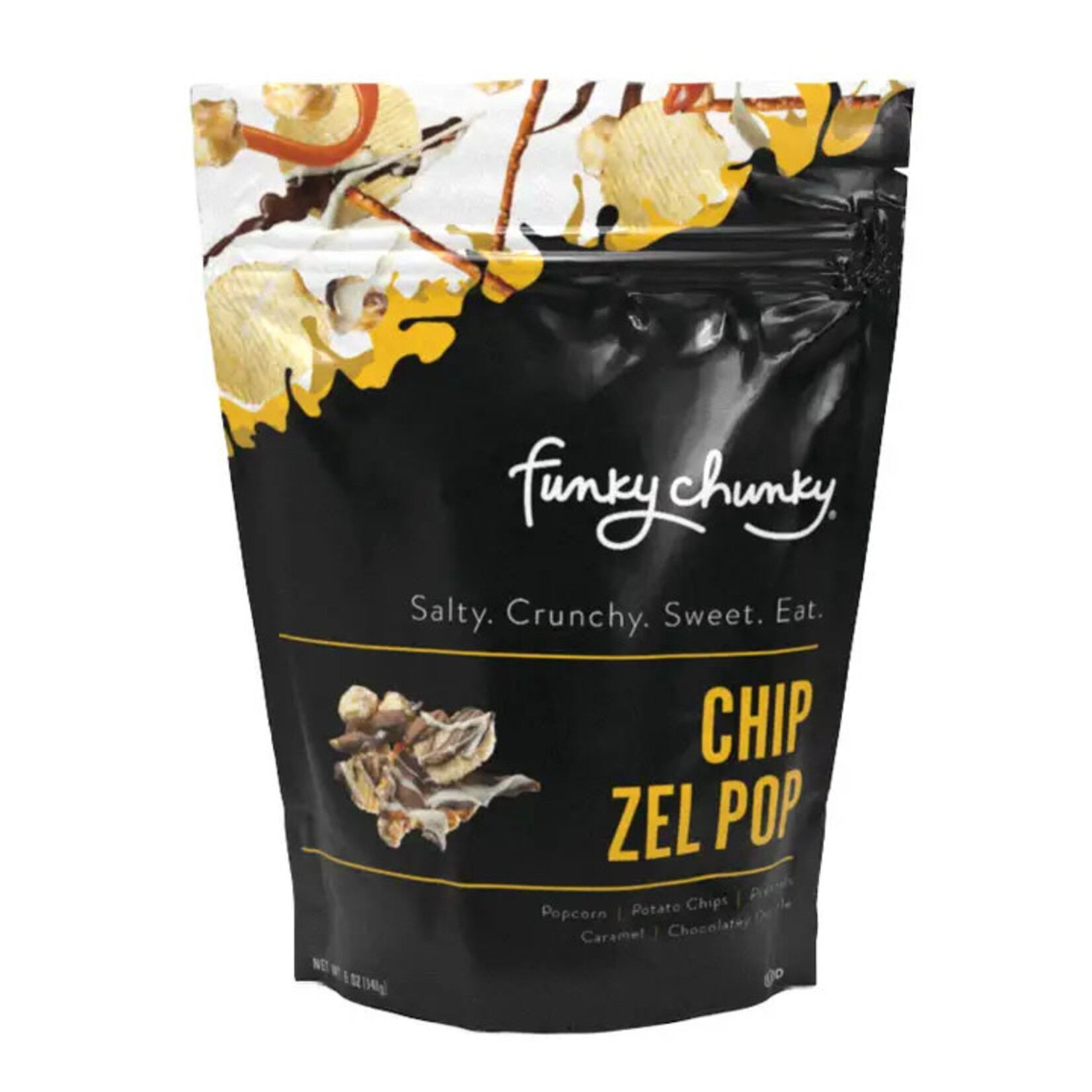 Funky Chunky Chip Zel Pop | Caramel Popcorn with Chocolate | 5-ounce Bags