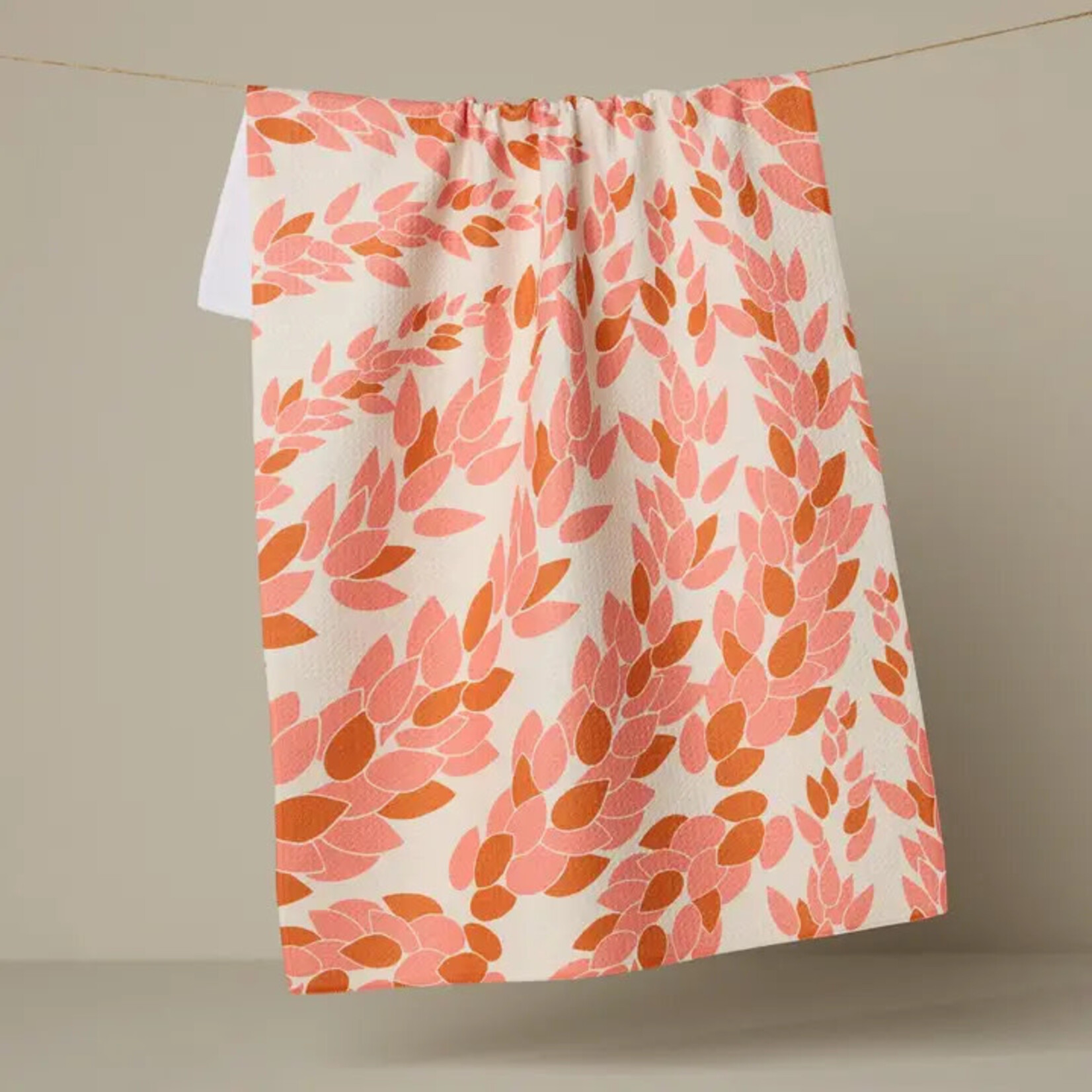 Geometry Coral Drift Tea Towel