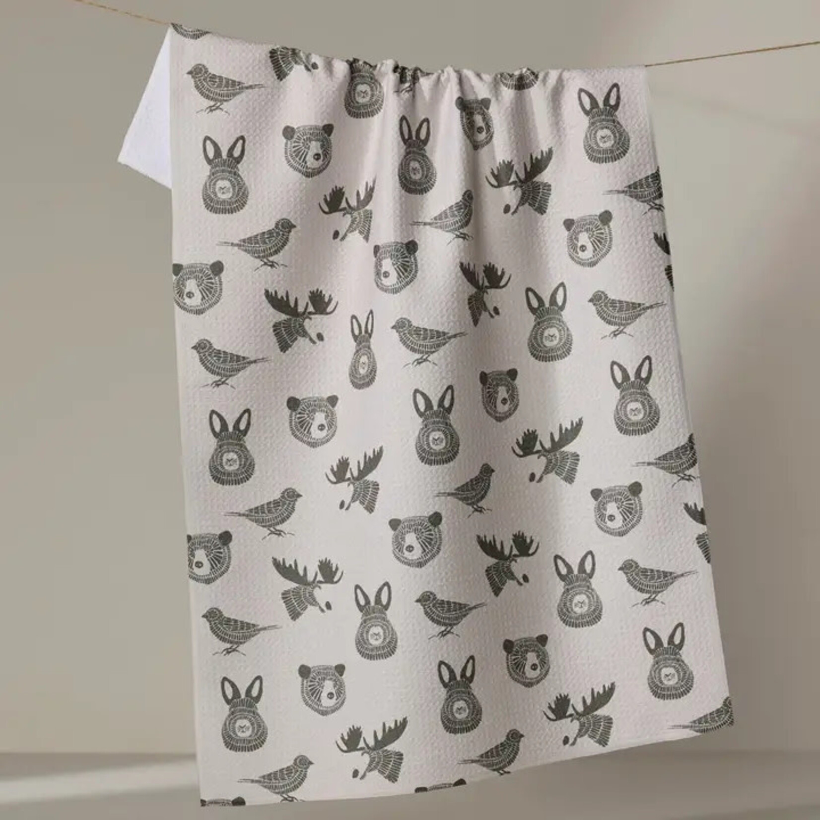 Geometry Forest Animals Tea Towel