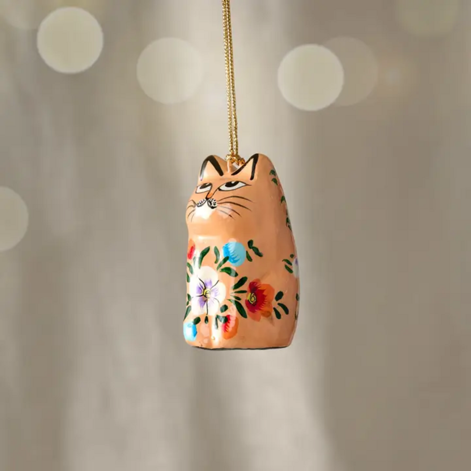 Ten Thousand Villages Parisi Paper Mache Cat Ornament