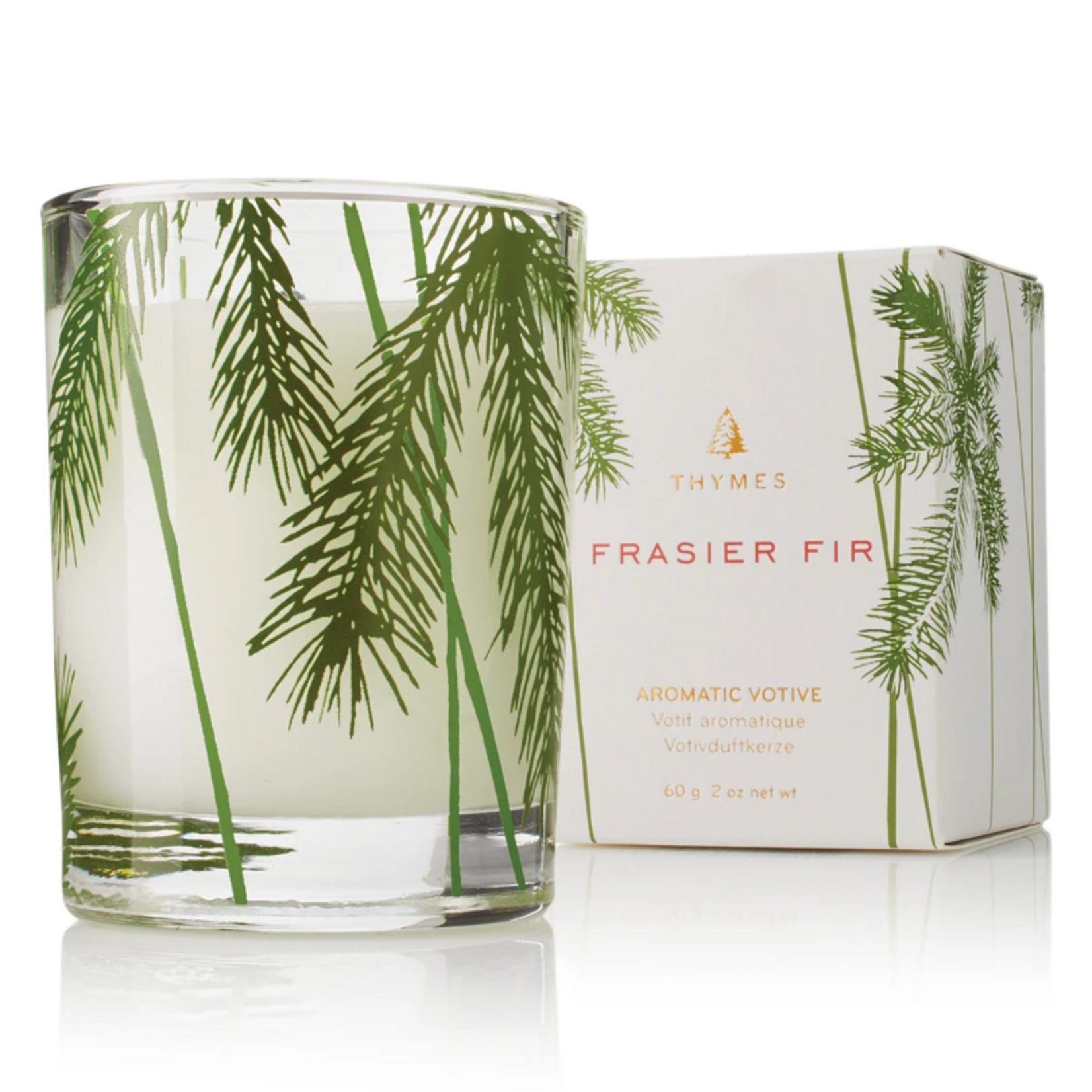 Thymes Frasier Fir Votive Candle, Pine Needle Design