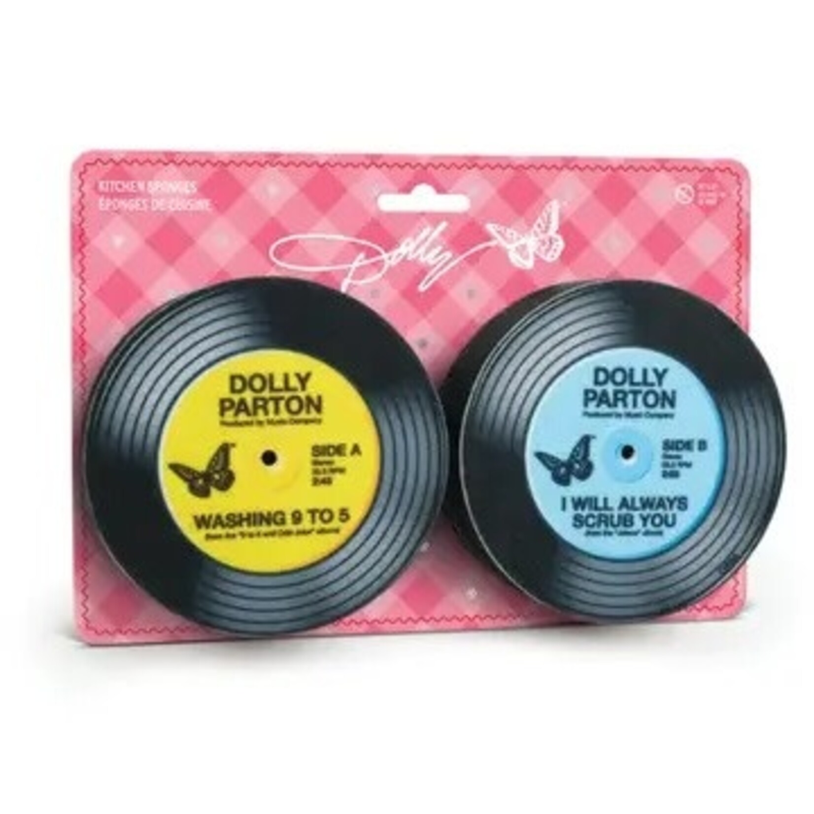 Fred & Friends Dolly Parton Record Sponges, Set of 2, Parody Vinyl Designs
